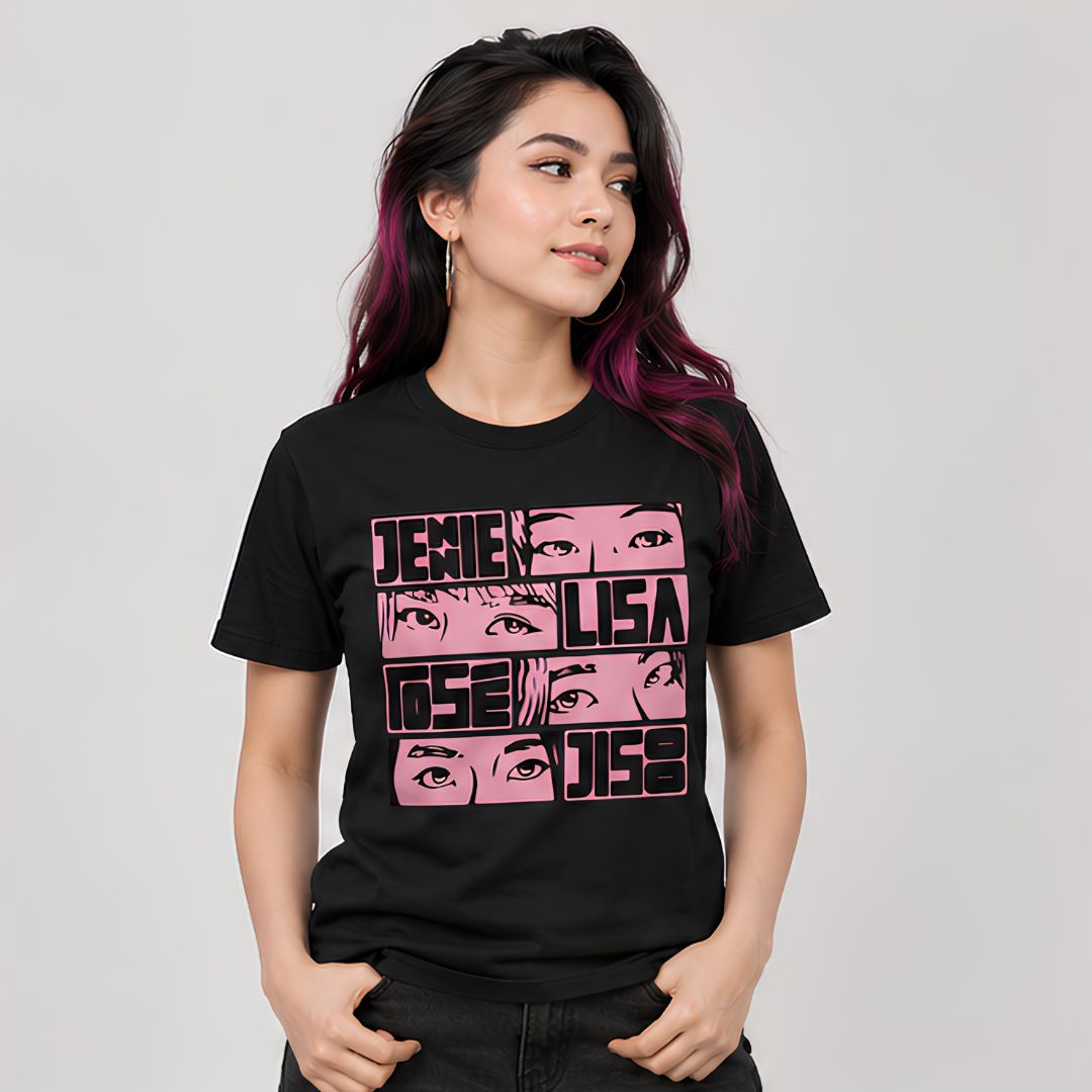 Black Pink T shirt - Jennie Lisa Rose Jisoo 100% Cotton | Soft