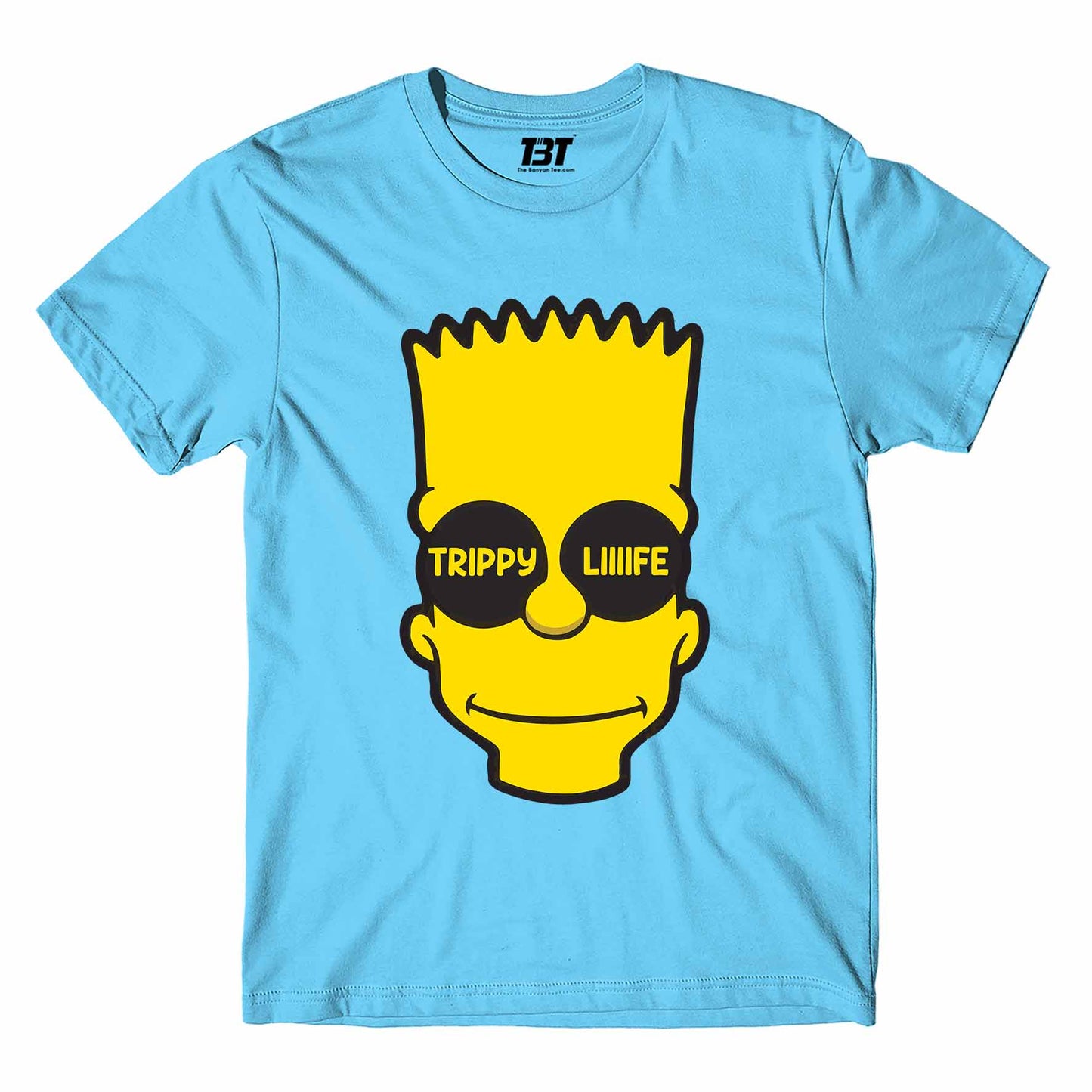 the simpsons trippy life t-shirt tv & movies buy online india the banyan tee tbt men women girls boys unisex Sky Blue - bart simpson