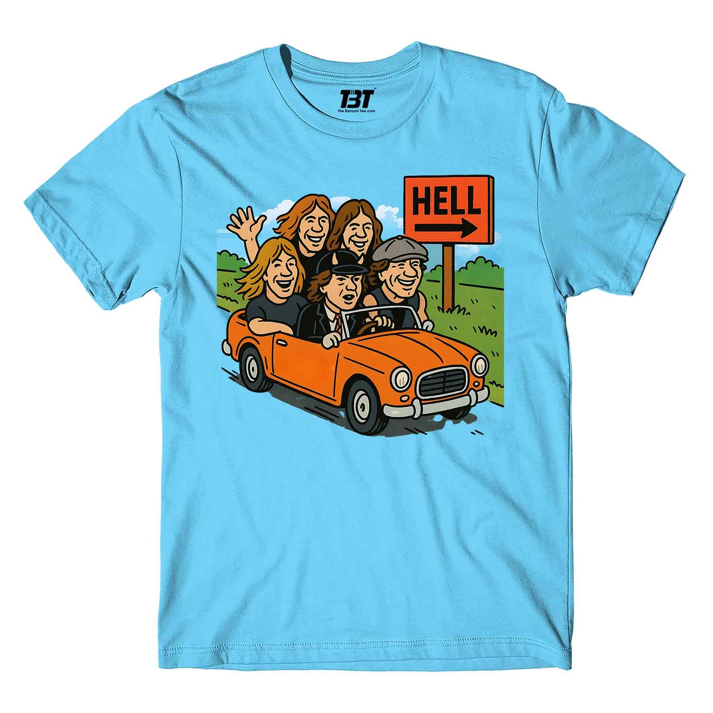 ac/dc highway to hell t-shirt music band buy online india the banyan tee tbt men women girls boys unisex sky blue