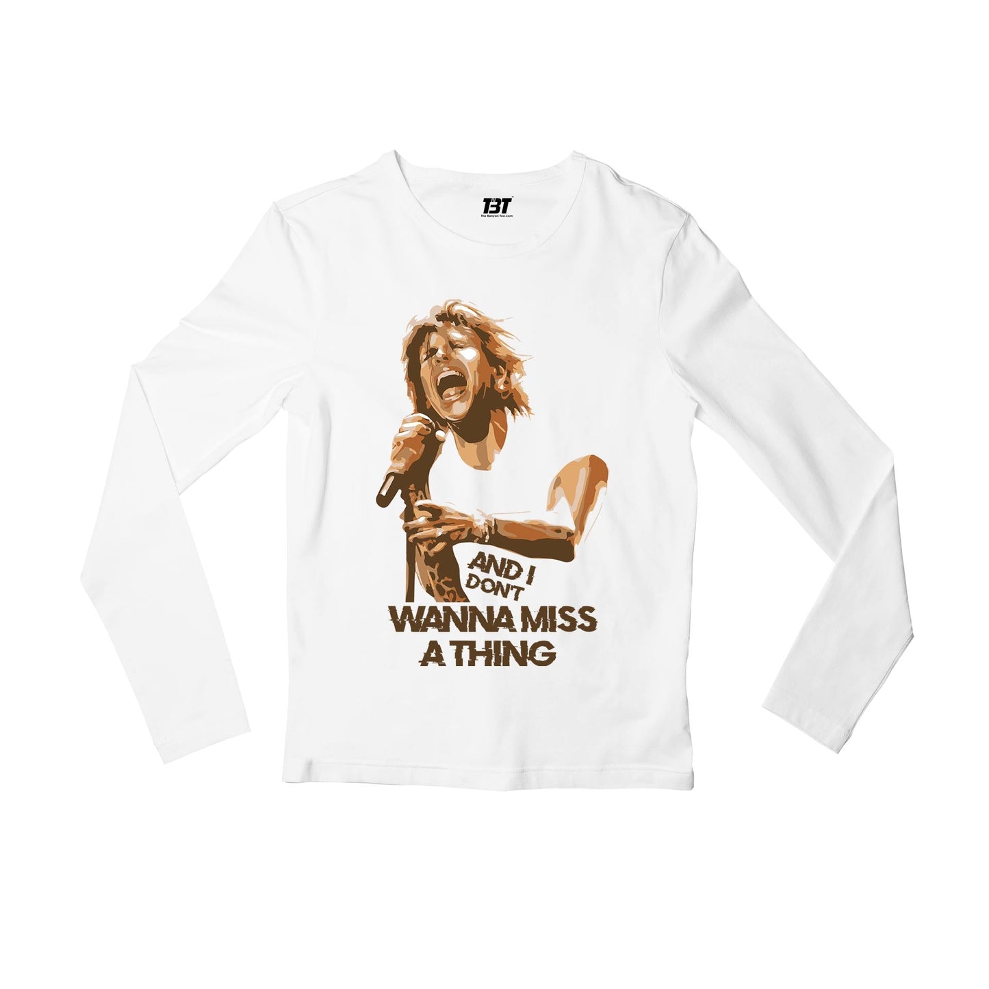 aerosmith don't wanna miss a thing full sleeves long sleeves music band buy online india the banyan tee tbt men women girls boys unisex white