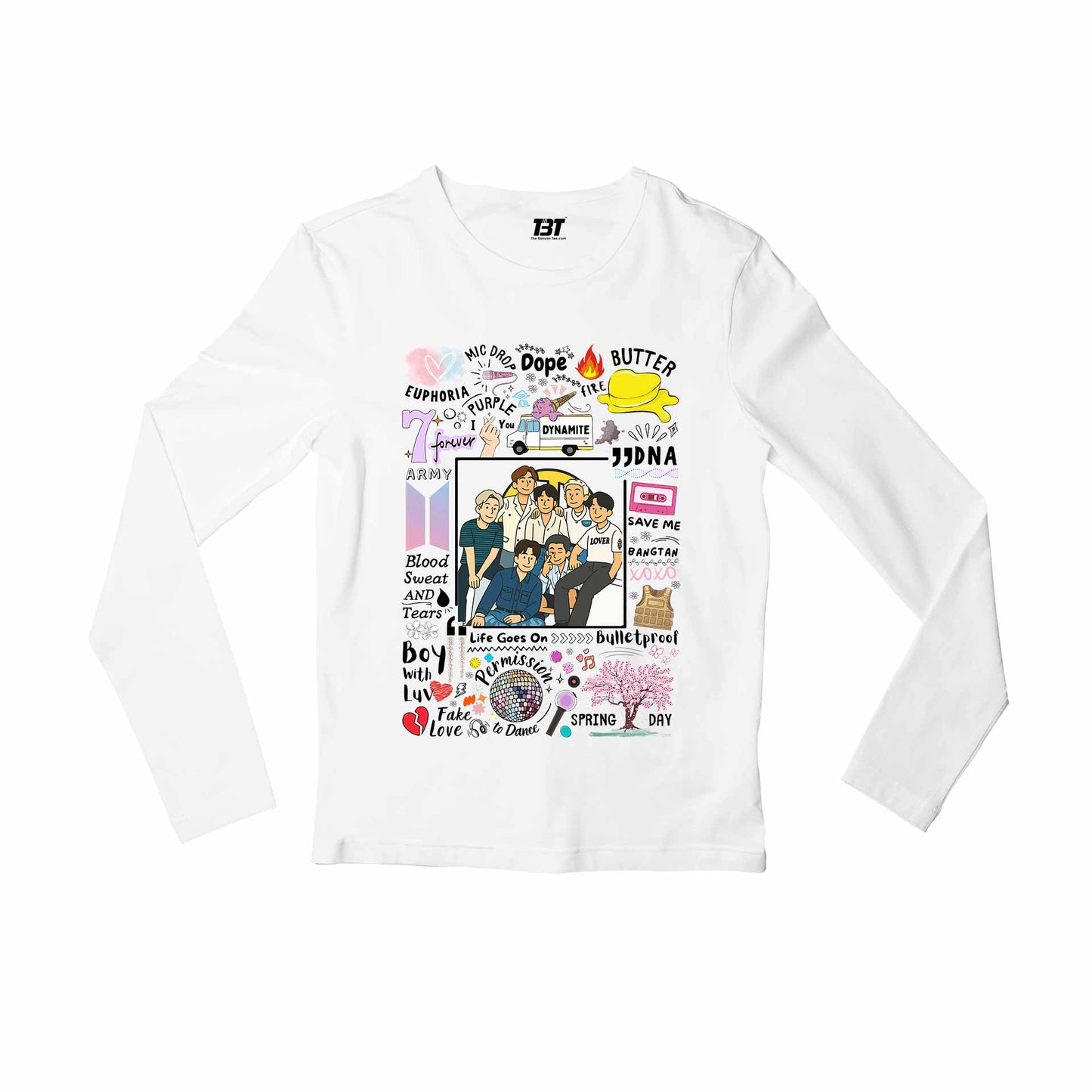bts bangtan scribbles full sleeves long sleeves music band buy online india the banyan tee tbt men women girls boys unisex white