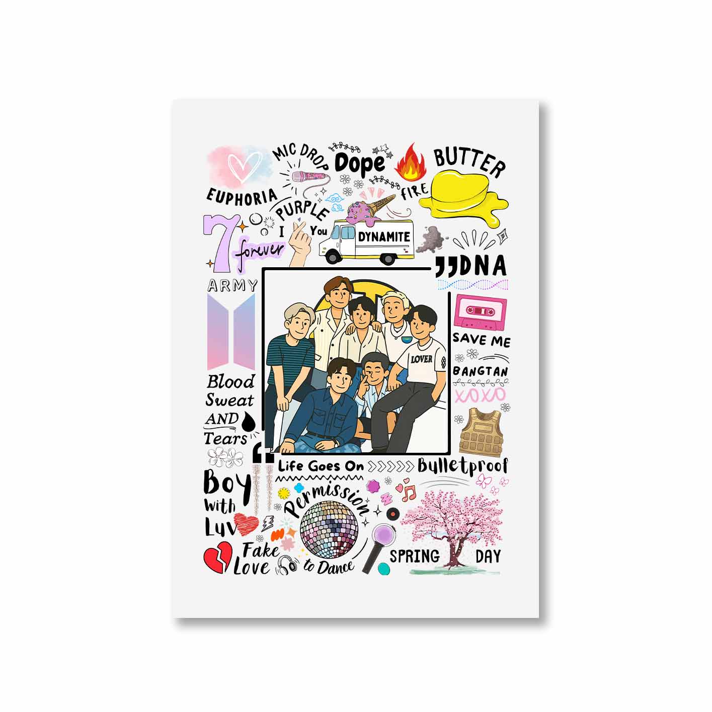 bts bangtan scribbles poster wall art buy online india the banyan tee tbt 8 x 10