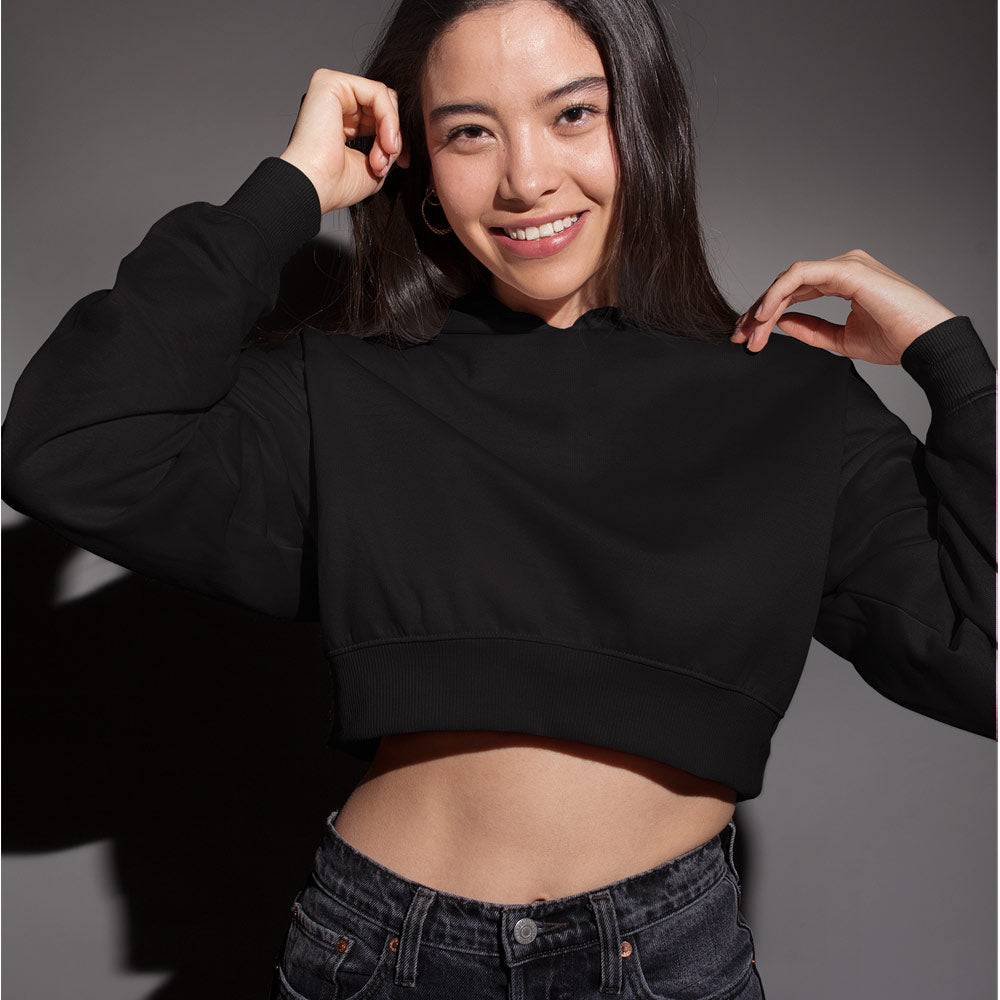 Black Crop Hoodie TBT Basics at 50 OFF 🤑 – The Banyan Tee