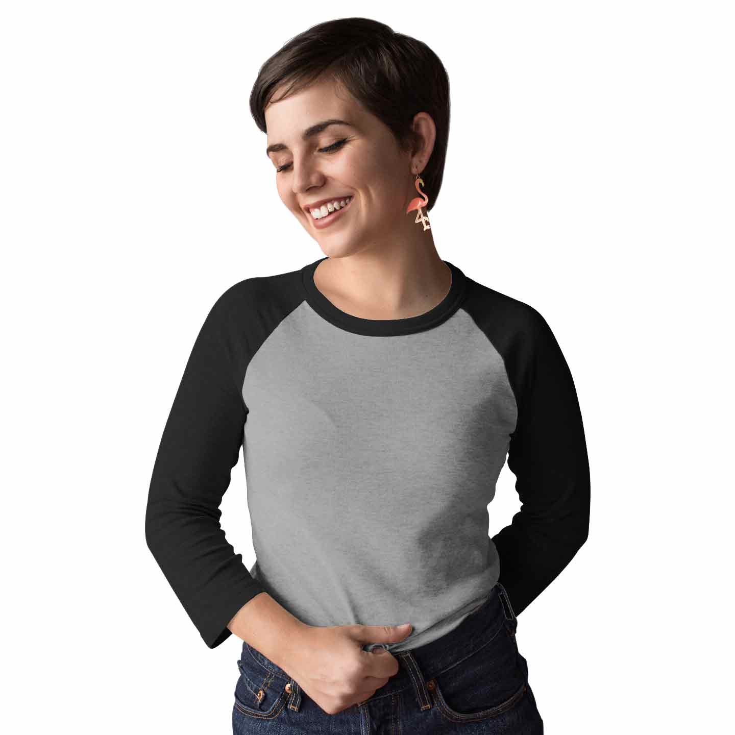 Black Charcoal Raglan Sleeve T shirt For Women – The Banyan Tee