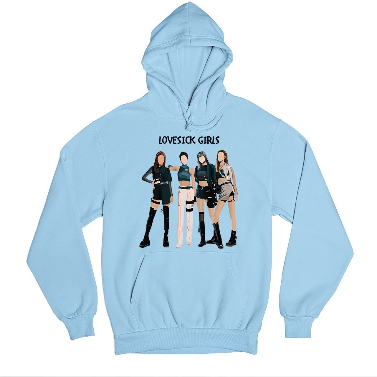 black pink lovesick girls hoodie hooded sweatshirt winterwear music band buy online india the banyan tee tbt men women girls boys unisex baby blue song k pop jennie lisa jisoo rose