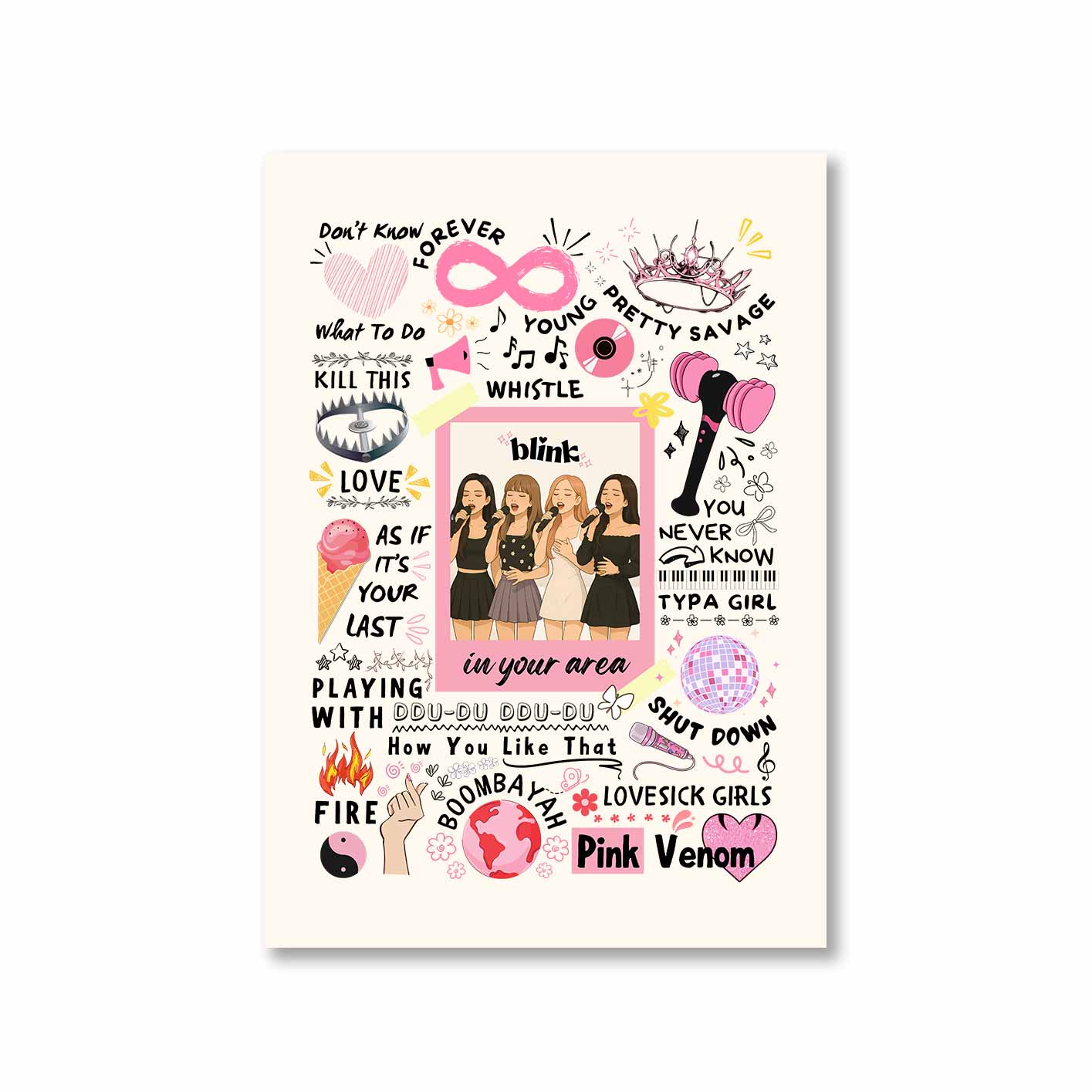 black pink blink poster wall art buy online india the banyan tee tbt a4 song k pop jennie lisa jisoo rose