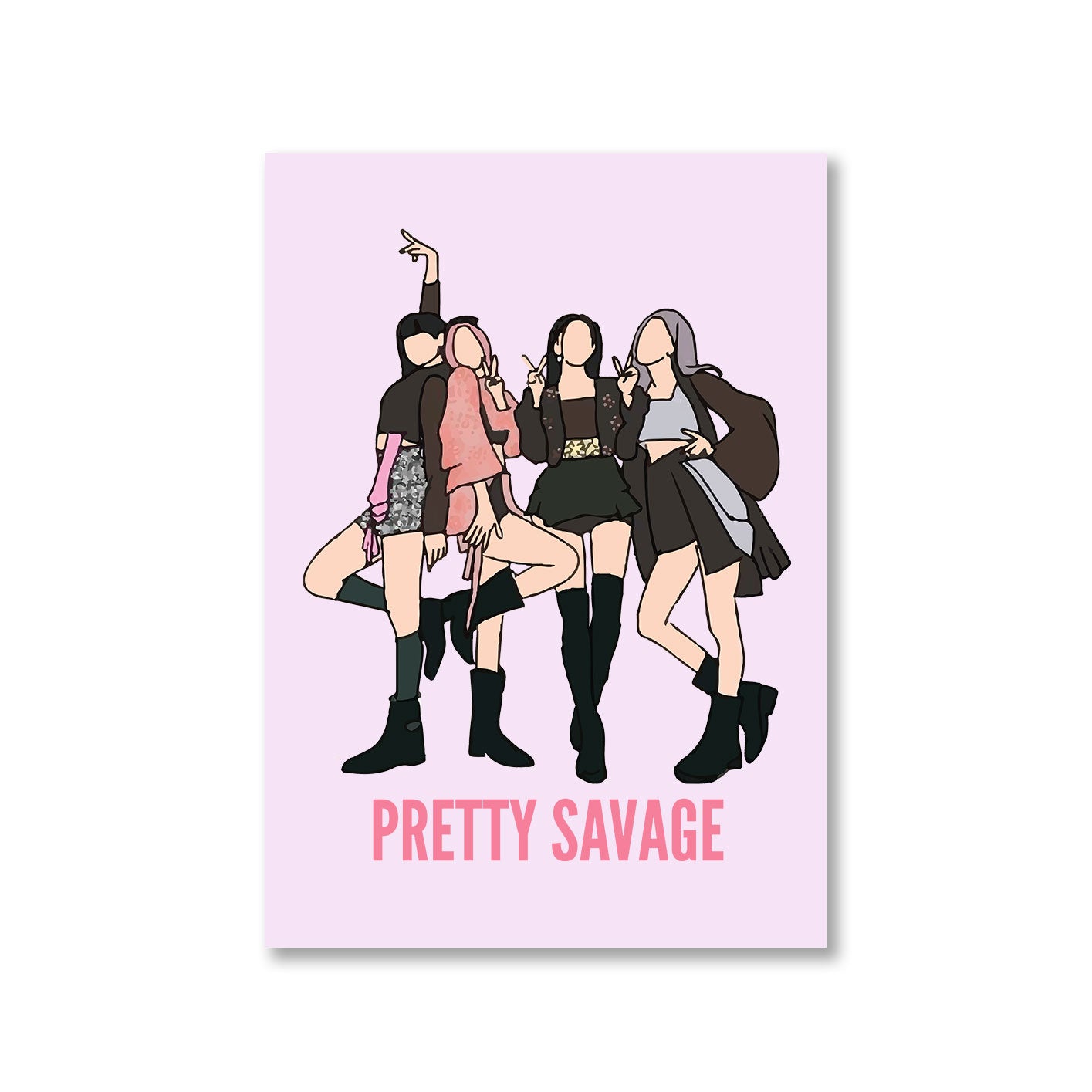 black pink pretty savage poster wall art buy online india the banyan tee tbt a4 song k pop jennie lisa jisoo rose