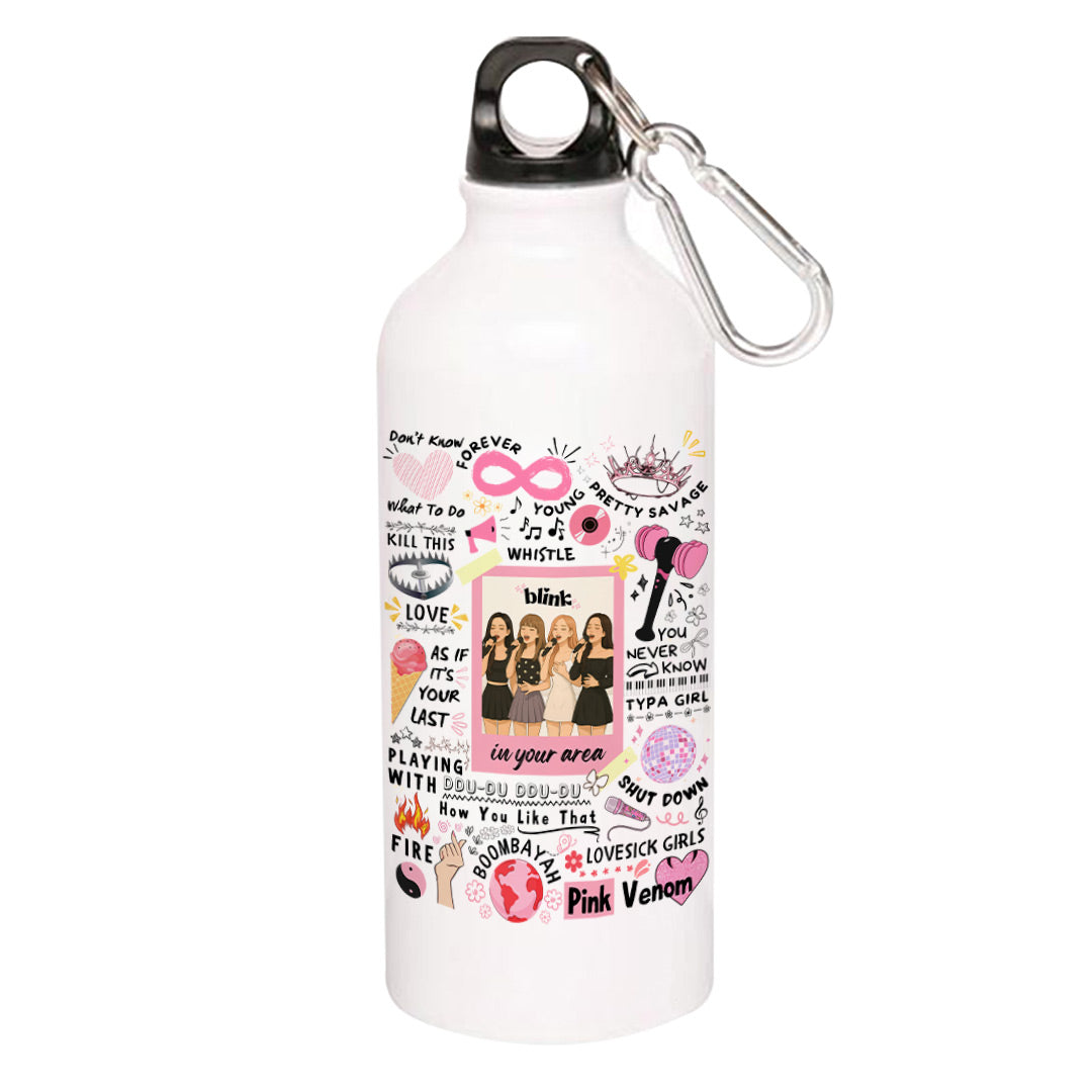 black pink blink sipper steel water bottle flask gym shaker music band buy online india the banyan tee tbt men women girls boys unisex song k pop jennie lisa jisoo rose