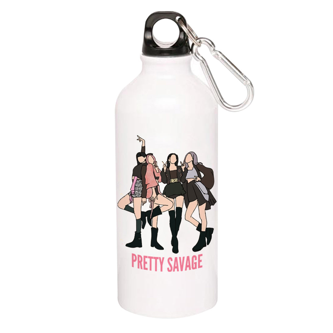 black pink pretty savage sipper steel water bottle flask gym shaker music band buy online india the banyan tee tbt men women girls boys unisex song k pop jennie lisa jisoo rose