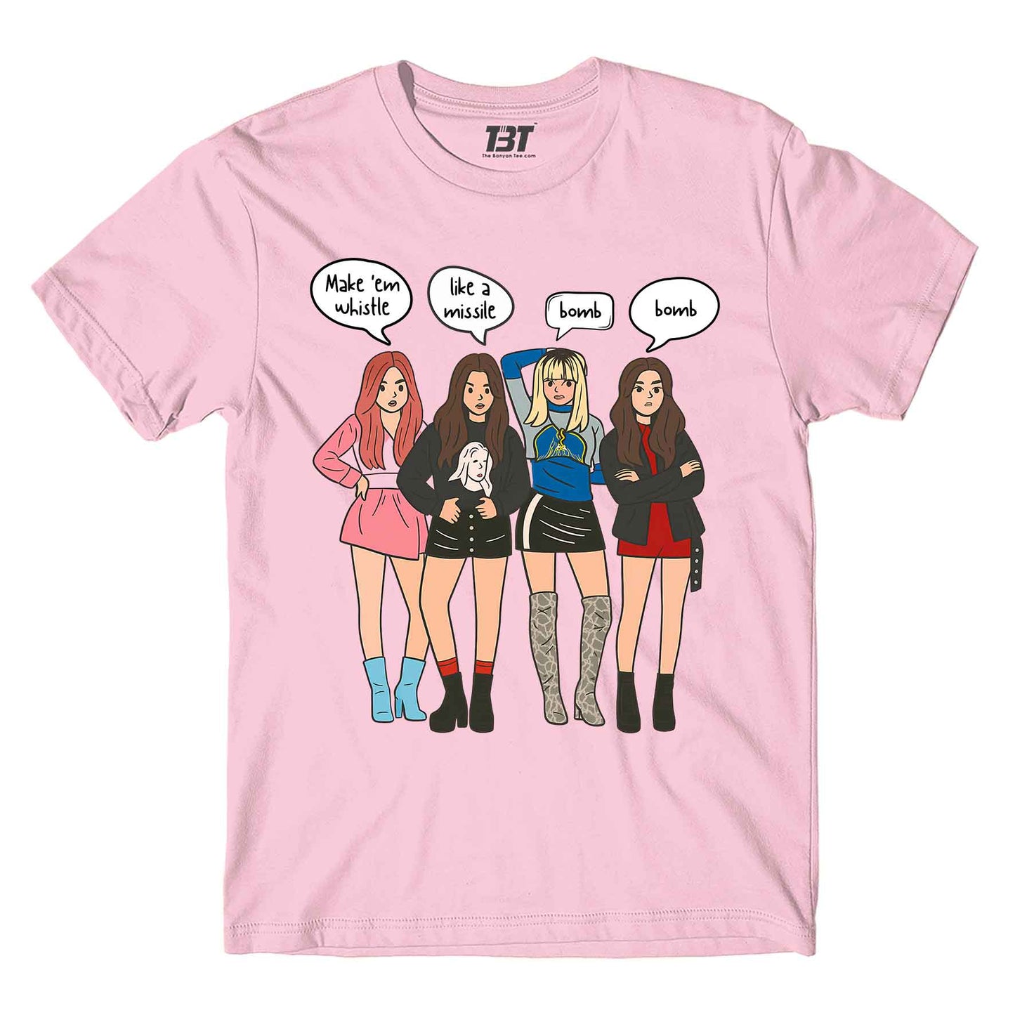 black pink whistle t-shirt music band buy online india the banyan tee tbt men women girls boys unisex Baby Pink song k pop jennie lisa jisoo rose