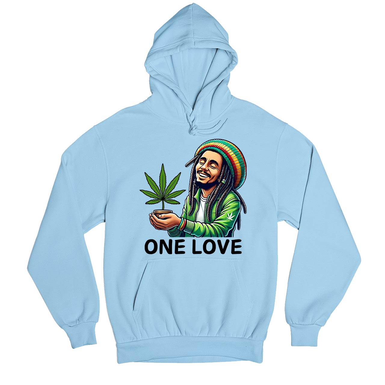 bob marley the only love hoodie hooded sweatshirt winterwear music band buy online india the banyan tee tbt men women girls boys unisex baby blue
