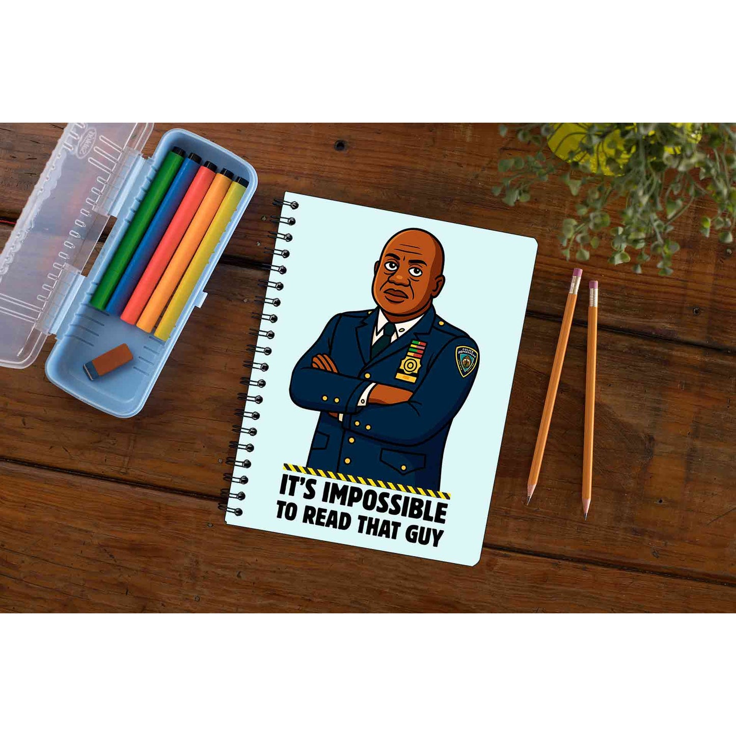 brooklyn nine-nine It's impossible to read that guy notebook notepad diary buy online india the banyan tee tbt unruled detective jake peralta terry charles boyle gina linetti andy samberg merchandise clothing acceessories