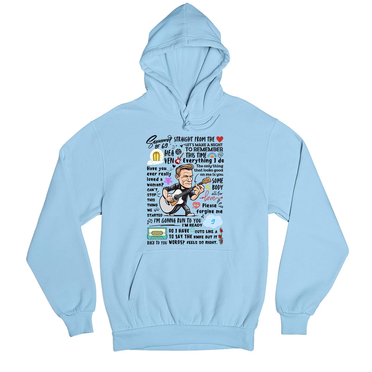 bryan adams everything i doodle hoodie hooded sweatshirt winterwear music band buy online india the banyan tee tbt men women girls boys unisex baby blue