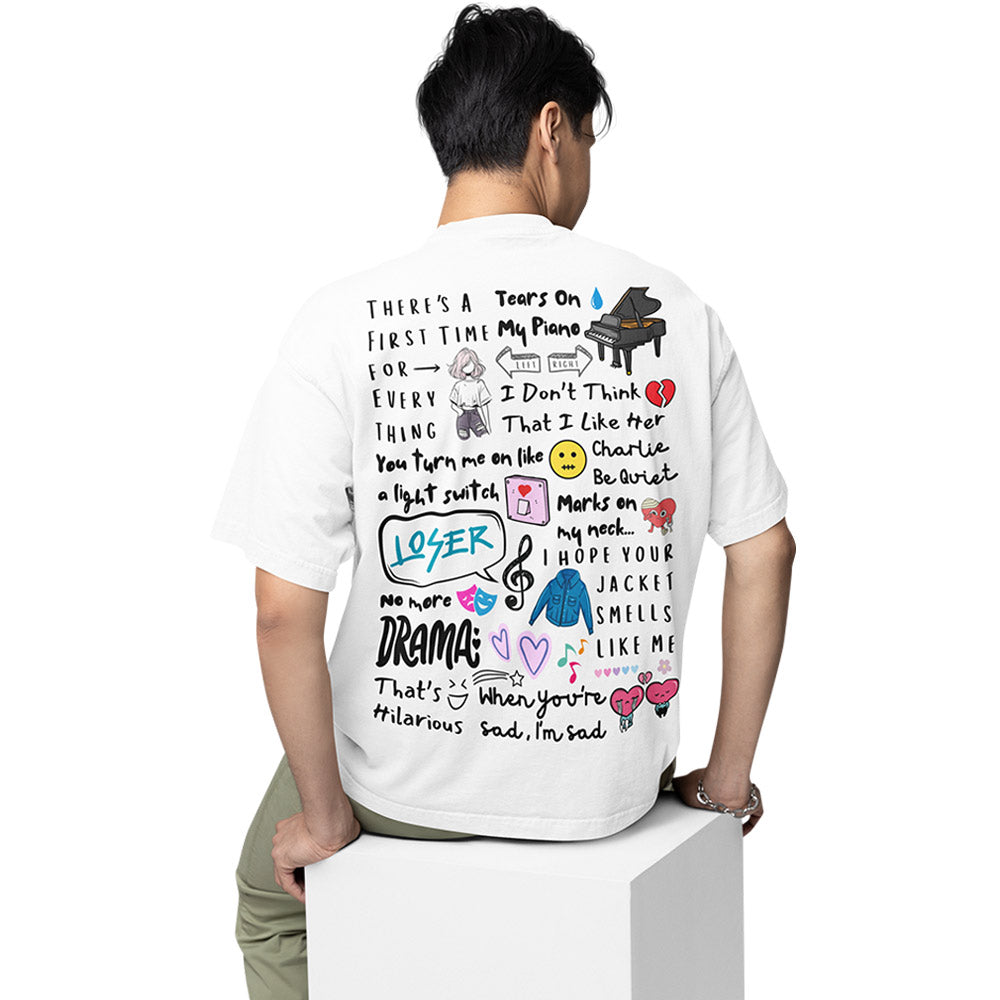 Buy Charlie Puth Oversized T shirt Doodle Art - Main Image