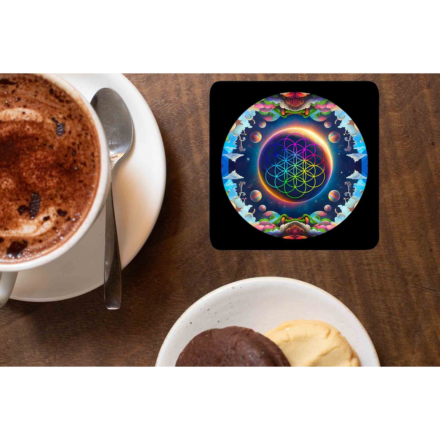 coldplay kaleidoscopic dreams coasters wooden table cups indian music band buy online india the banyan tee tbt men women girls boys unisex