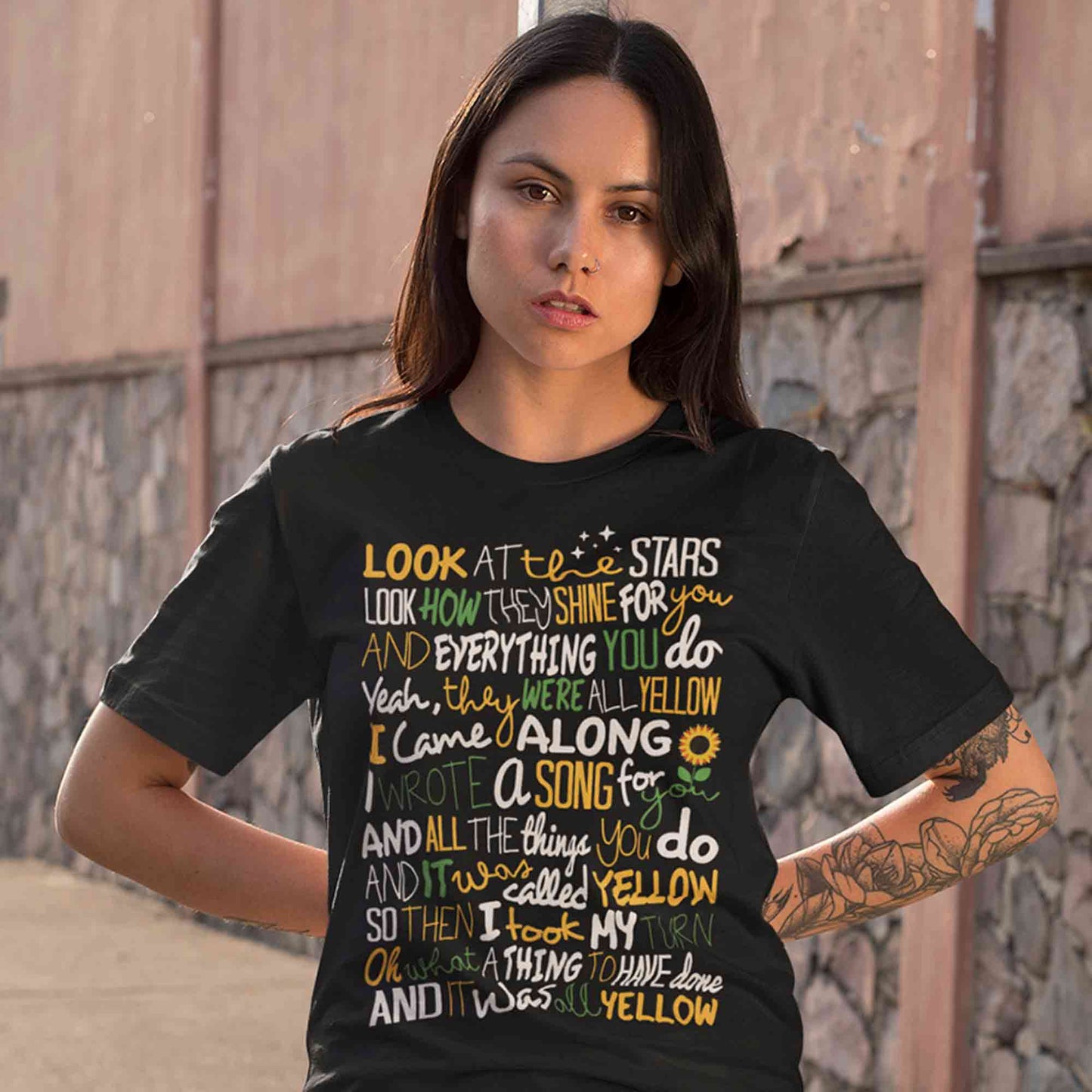 coldplay inspired yellow t-shirt music band buy online india the banyan tee tbt men women girls boys unisex black