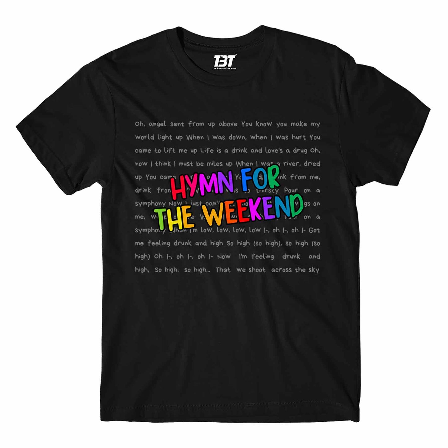 coldplay inspired hymn for the weekend t-shirt music band buy online india the banyan tee tbt men women girls boys unisex black