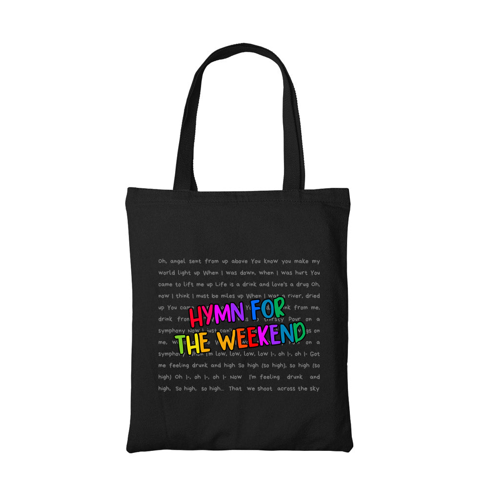 coldplay hymn for the weekend tote bag hand printed cotton women men unisex