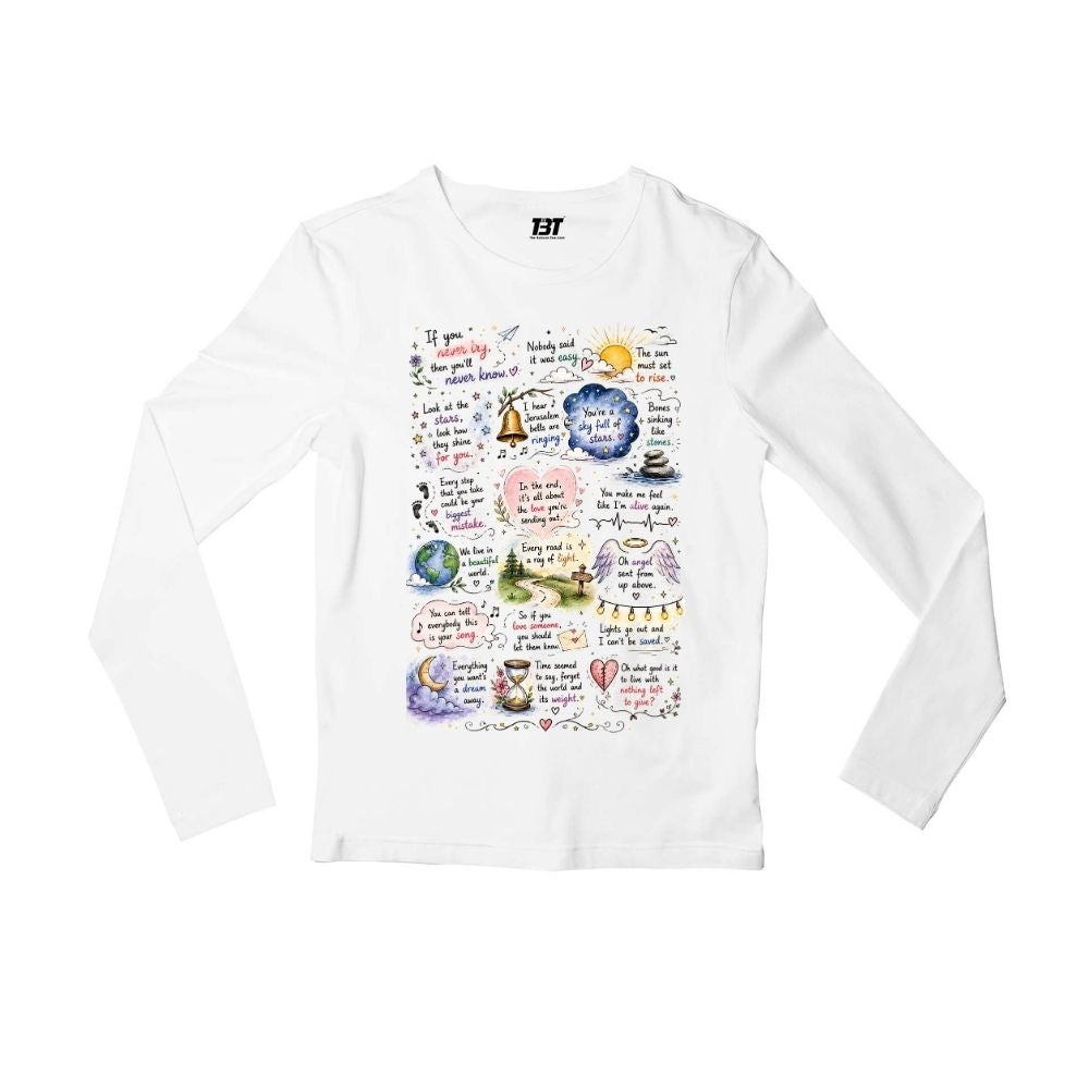 coldplay head full of doodle full sleeves long sleeves music band buy online india the banyan tee tbt men women girls boys unisex white