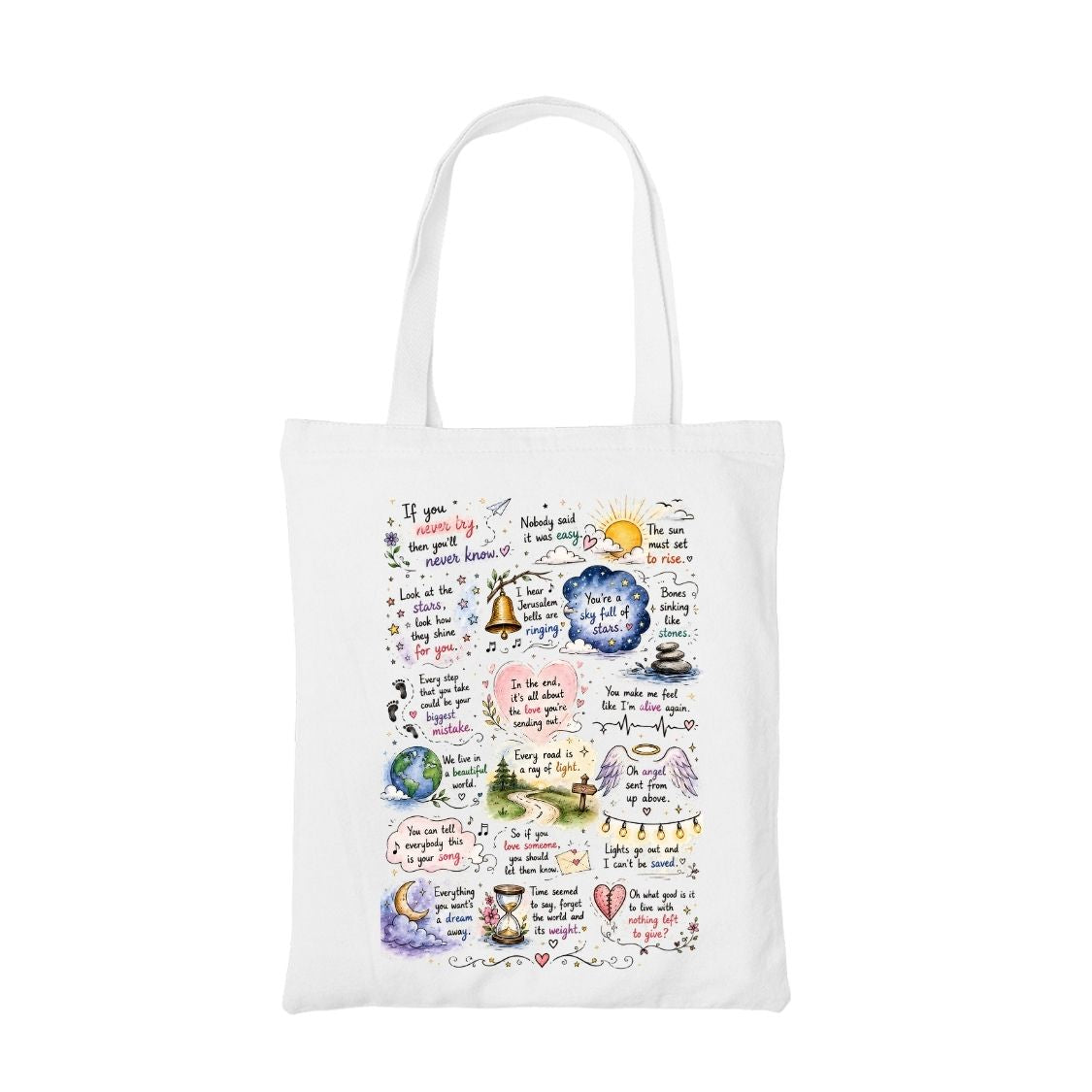 coldplay head full of doodle tote bag cotton printed music band buy online india the banyan tee tbt men women girls boys unisex