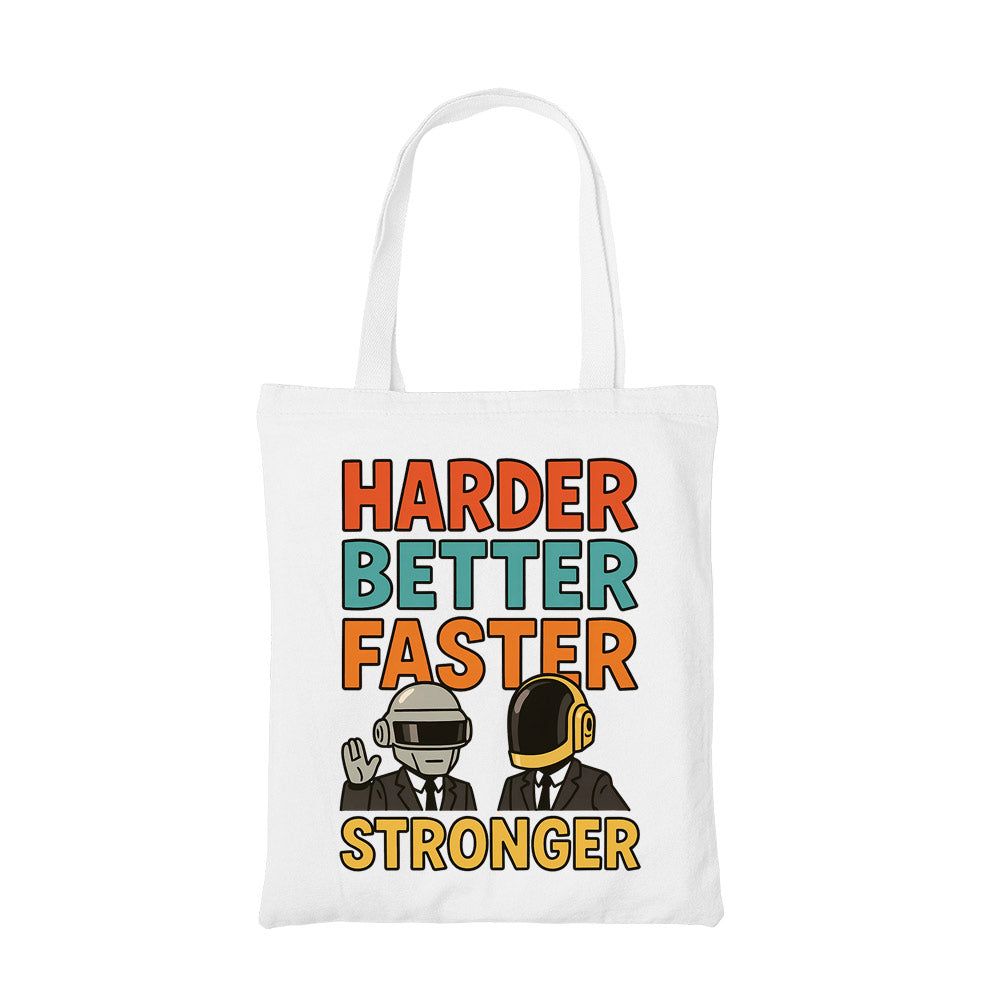 daft punk harder better faster stronger tote bag hand printed cotton women men unisex