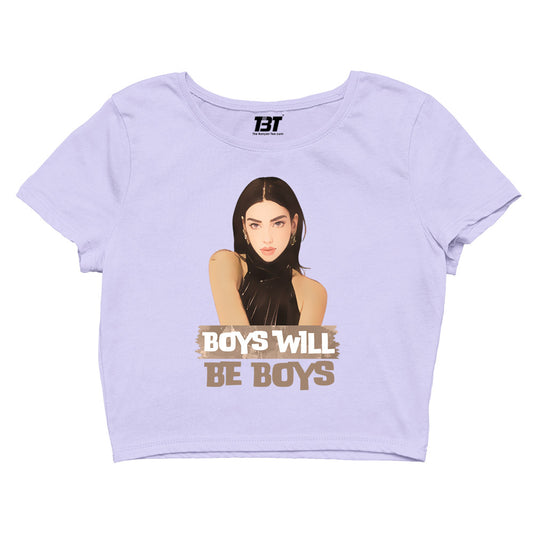 dua lipa boys will be boys crop top music band buy online india the banyan tee tbt men women girls boys unisex lavender