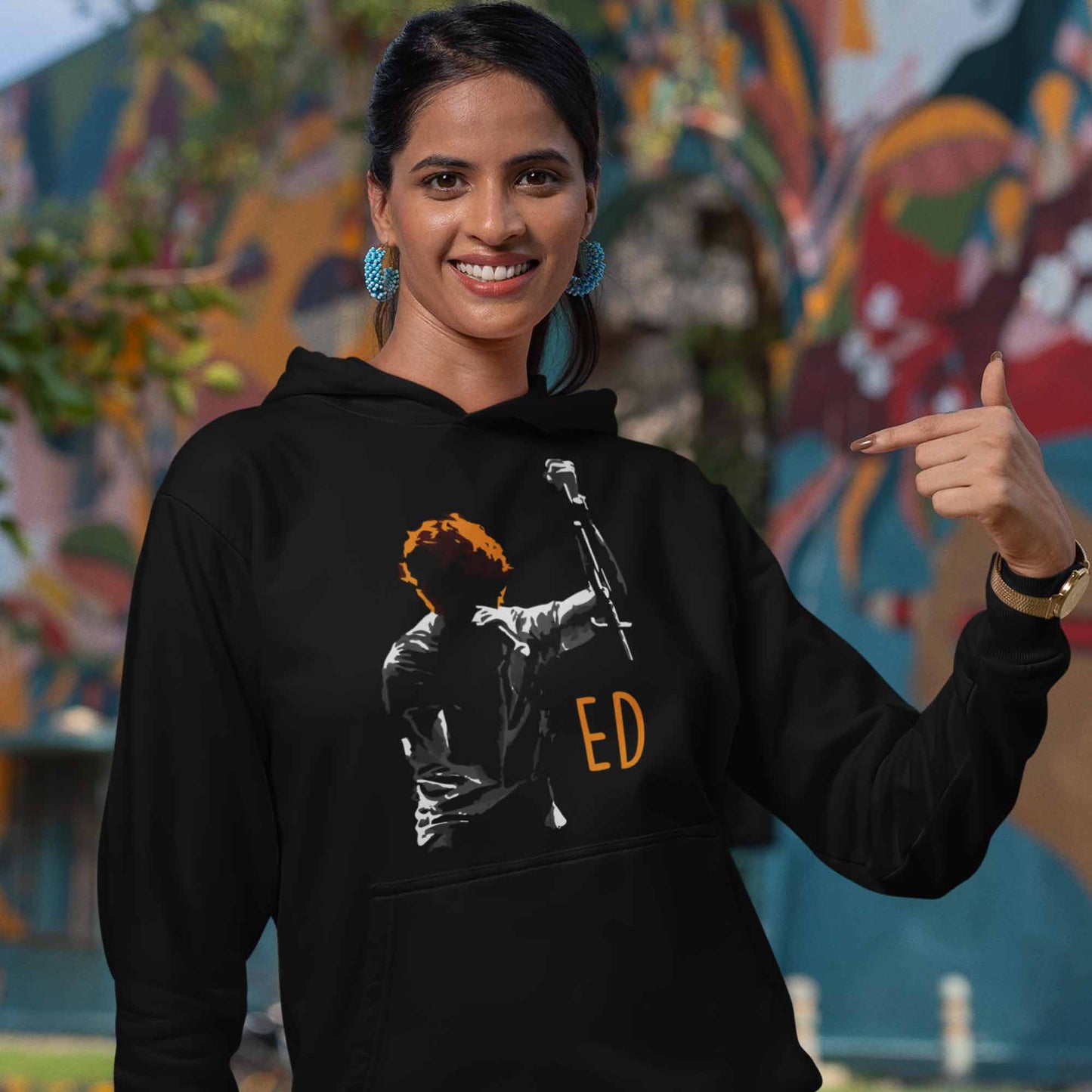 ed sheeran ed silhouette hoodie hooded sweatshirt winterwear music band buy online india the banyan tee tbt men women girls boys unisex black