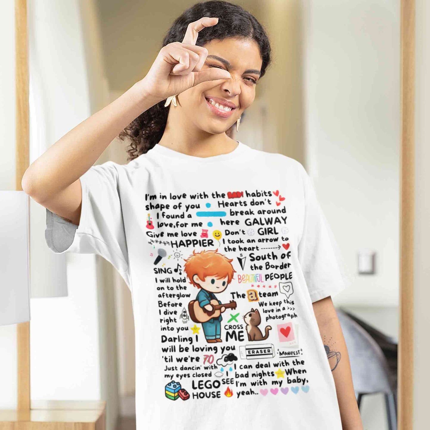 ed sheeran doodle t-shirt music band buy online india the banyan tee tbt men women girls boys unisex baby pink