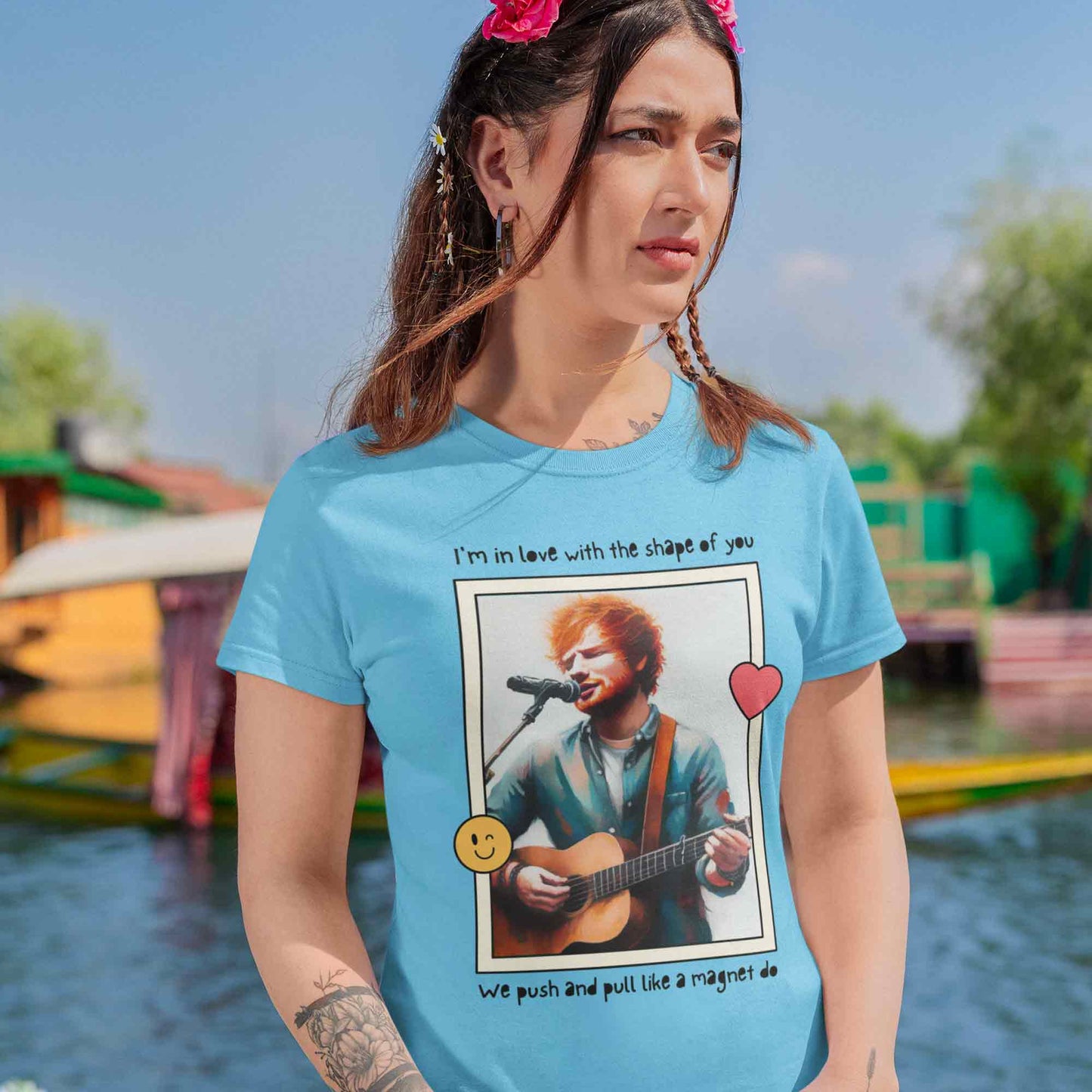 ed sheeran shape of you t-shirt music band buy online india the banyan tee tbt men women girls boys unisex sky blue