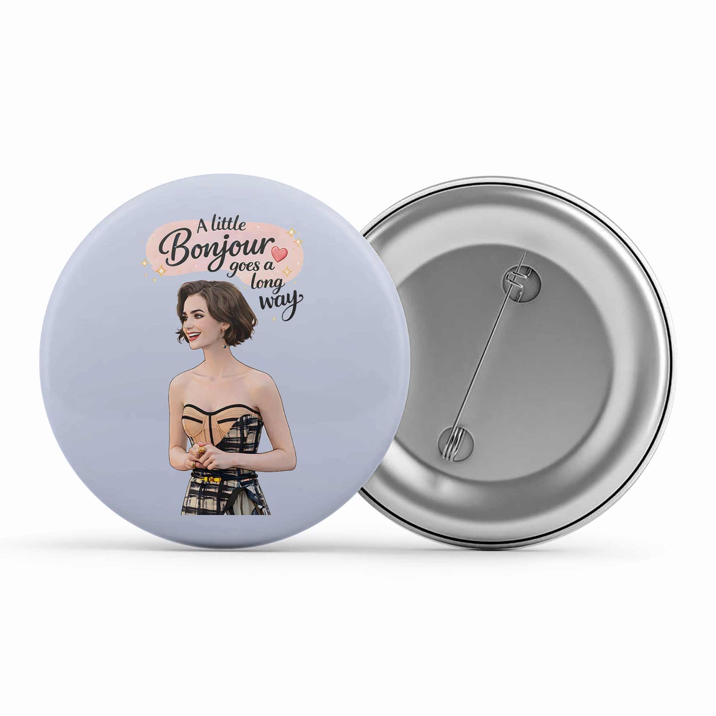 emily in paris a little bonjour badge pin button tv & movies buy online india the banyan tee tbt men women girls boys unisex