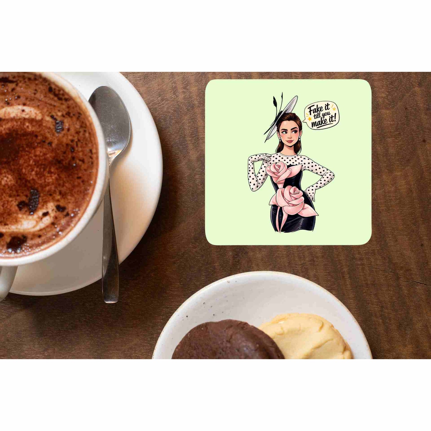emily in paris fake it till you make it coasters wooden table cups indian tv & movies buy online india the banyan tee tbt men women girls boys unisex