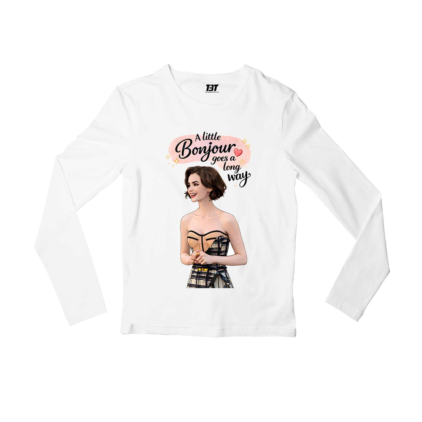 emily in paris a little bonjour full sleeves long sleeves tv & movies buy online india the banyan tee tbt men women girls boys unisex white