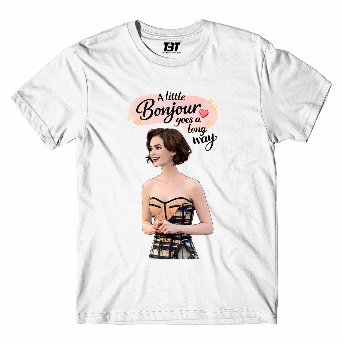 emily in paris a little bonjour t-shirt tv & movies buy online india the banyan tee tbt men women girls boys unisex white