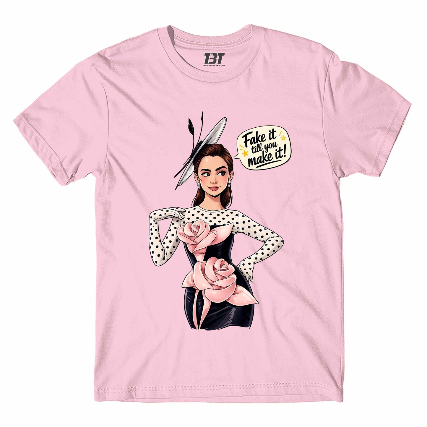 emily in paris fake it till you make it t-shirt tv & movies buy online india the banyan tee tbt men women girls boys unisex baby pink