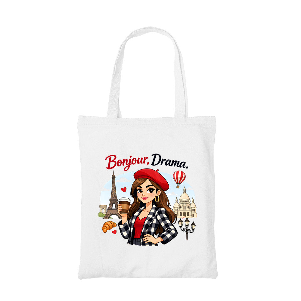 emily in paris bonjour drama tote bag cotton printed tv & movies buy online india the banyan tee tbt men women girls boys unisex