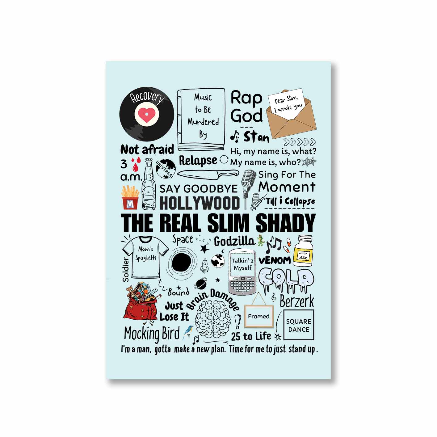 eminem shady doodle poster wall art buy online india the banyan tee tbt a4