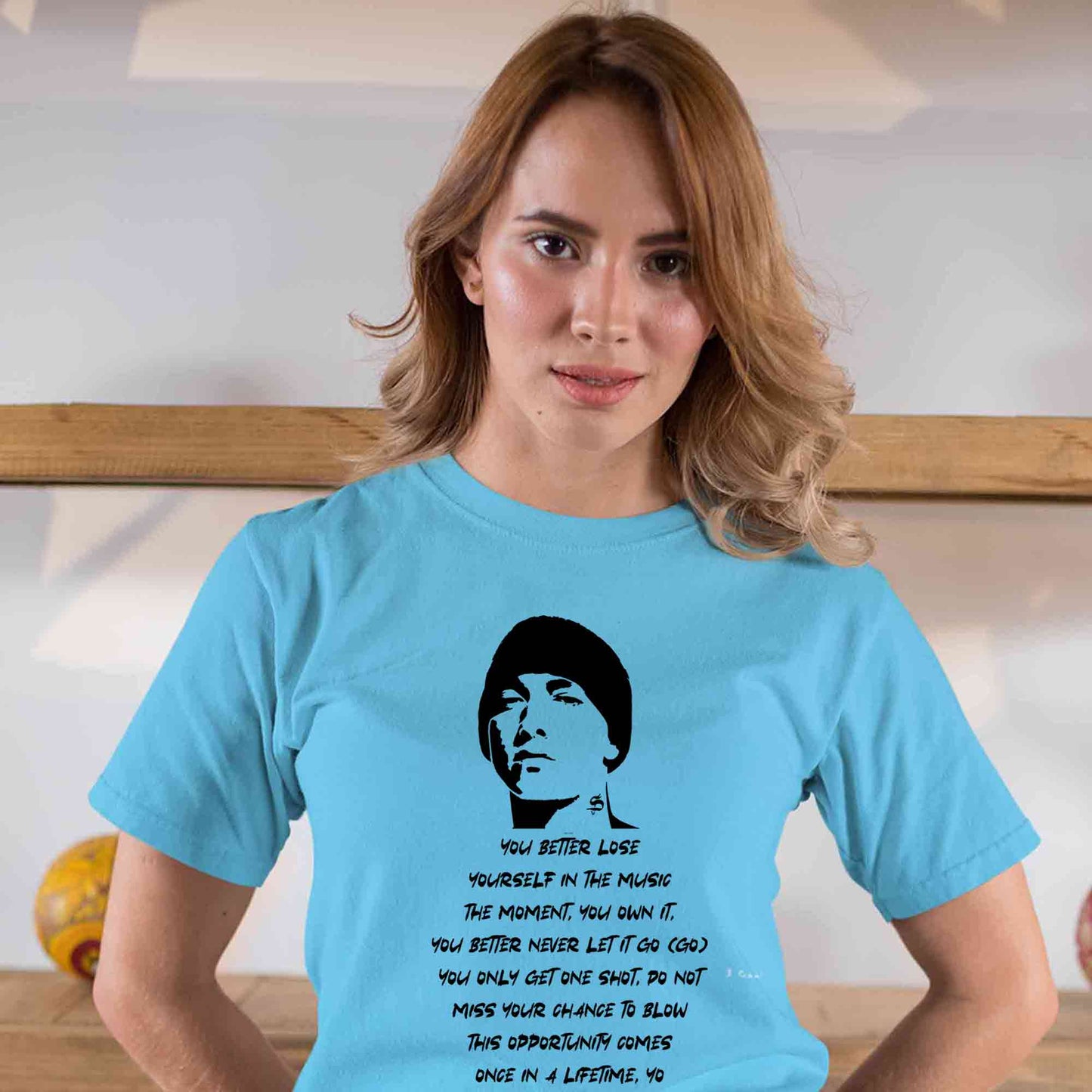 eminem lose yourself t-shirt music band buy online india the banyan tee tbt men women girls boys unisex Sky Blue