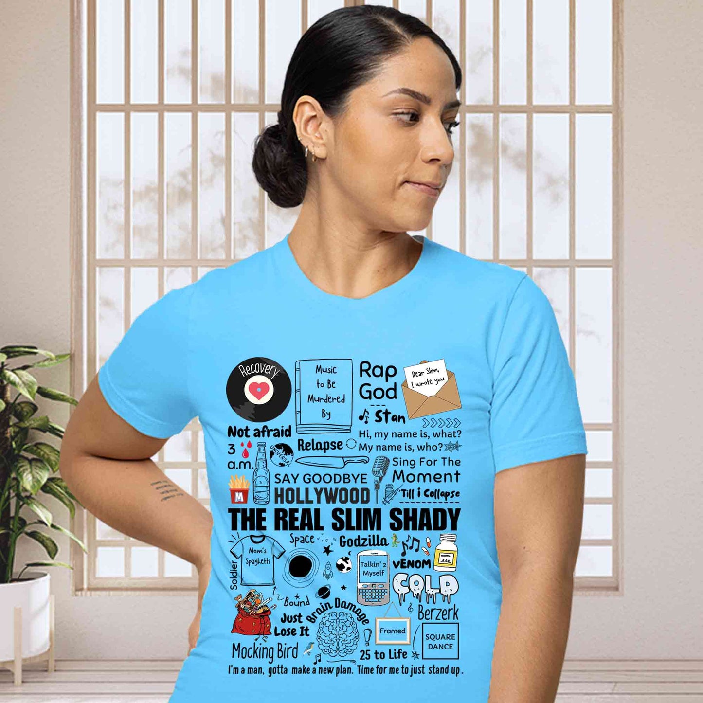 eminem shady doodle t-shirt music band buy online india the banyan tee tbt men women girls boys unisex sky blue