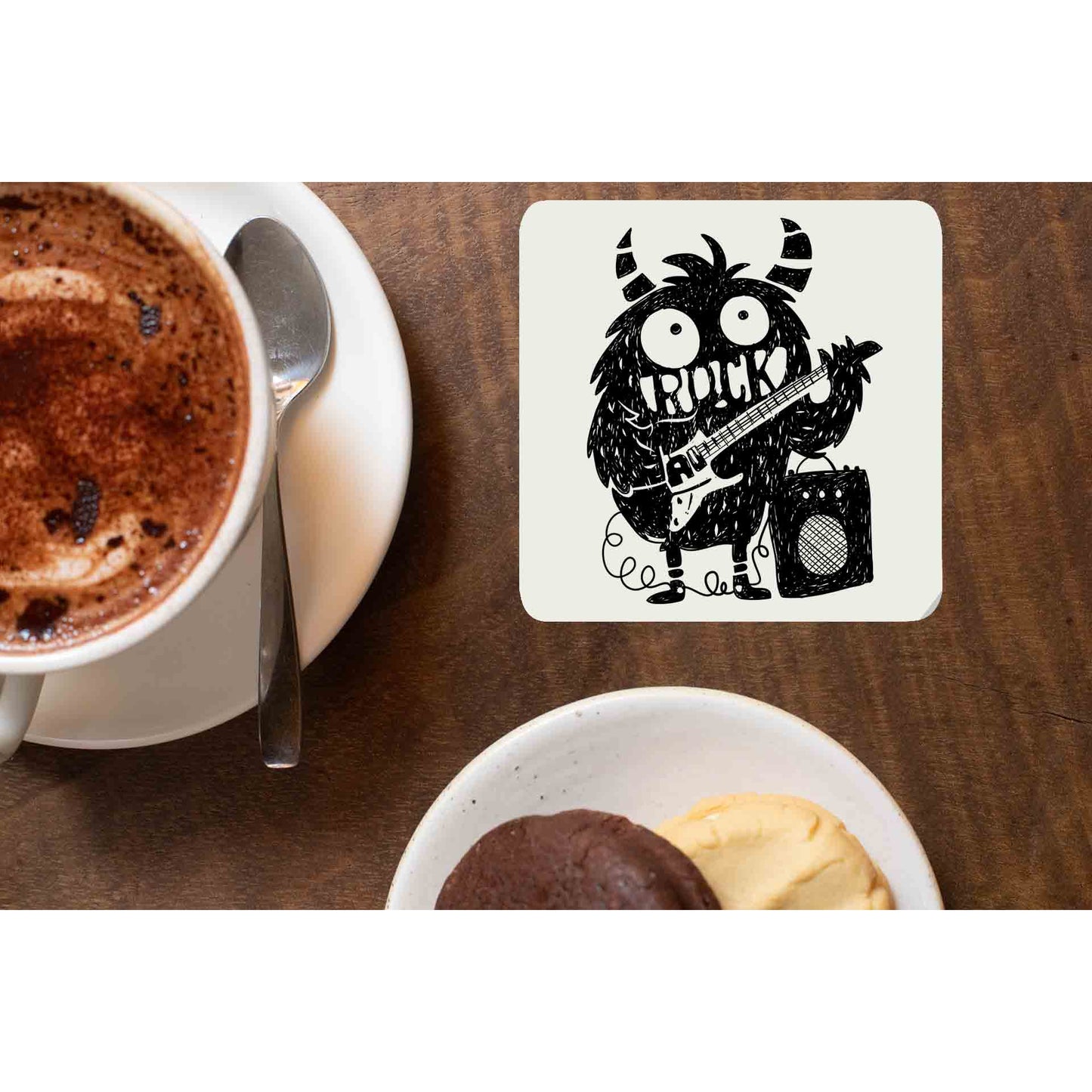 printed rock monster coasters wooden table cups indian printed graphic stylish buy online india the banyan tee tbt men women girls boys unisex