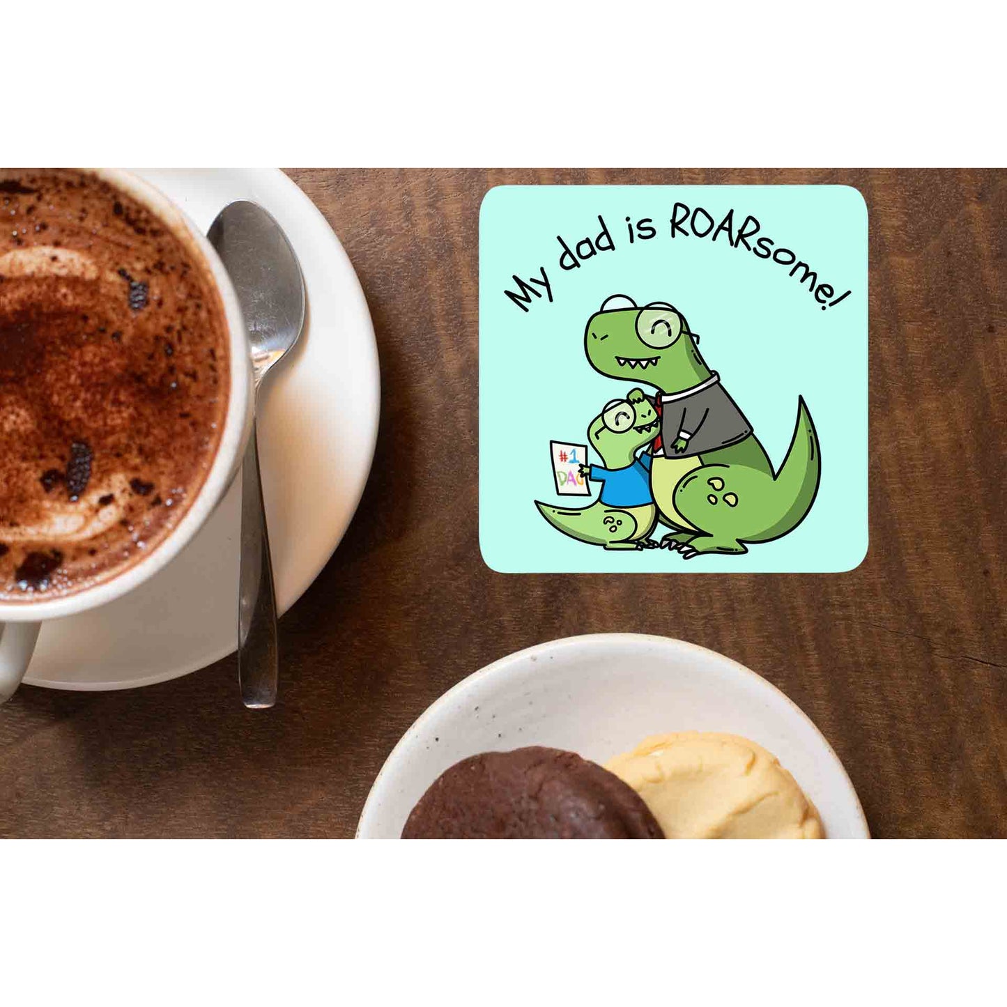 printed my dad is roarsome coasters wooden table cups indian printed graphic stylish buy online india the banyan tee tbt men women girls boys unisex