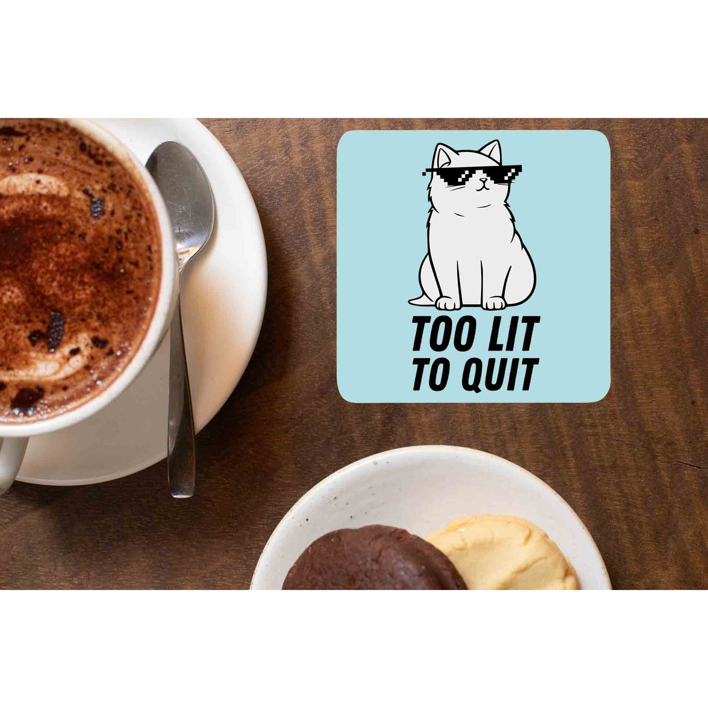 printed too lit to quit coasters wooden table cups indian printed graphic stylish buy online india the banyan tee tbt men women girls boys unisex