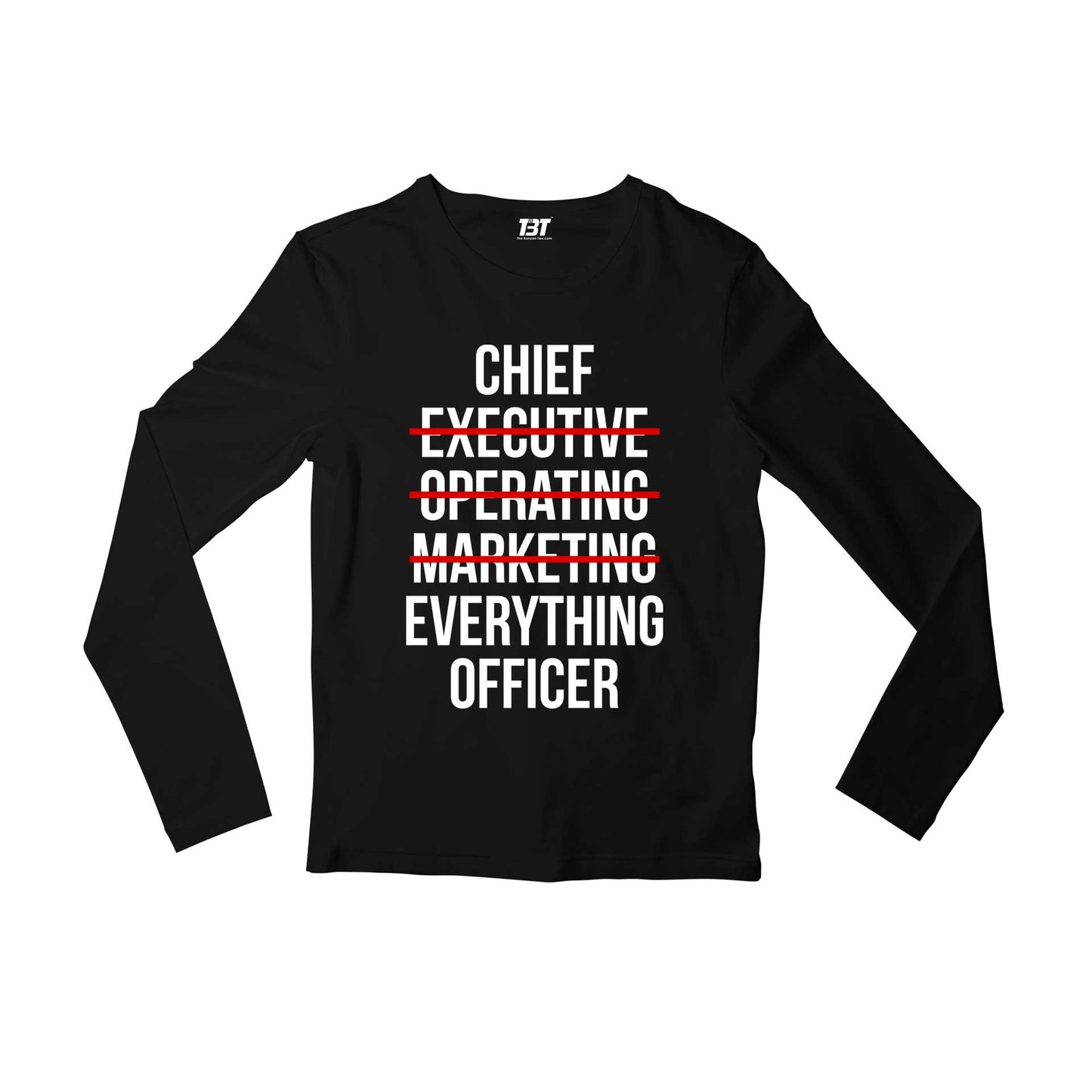 printed chief everything officer full sleeves long sleeves printed graphic stylish buy online india the banyan tee tbt men women girls boys unisex black
