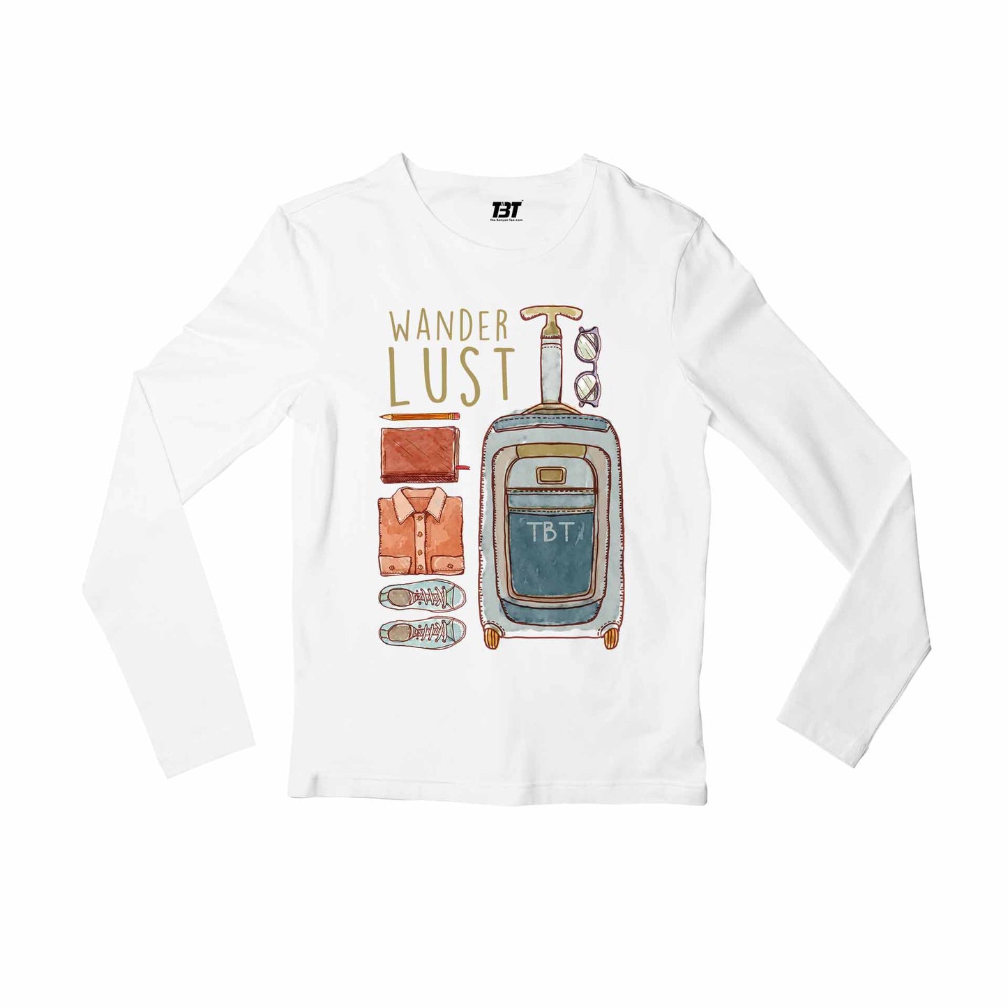 printed wanderlust full sleeves long sleeves printed graphic stylish buy online india the banyan tee tbt men women girls boys unisex white