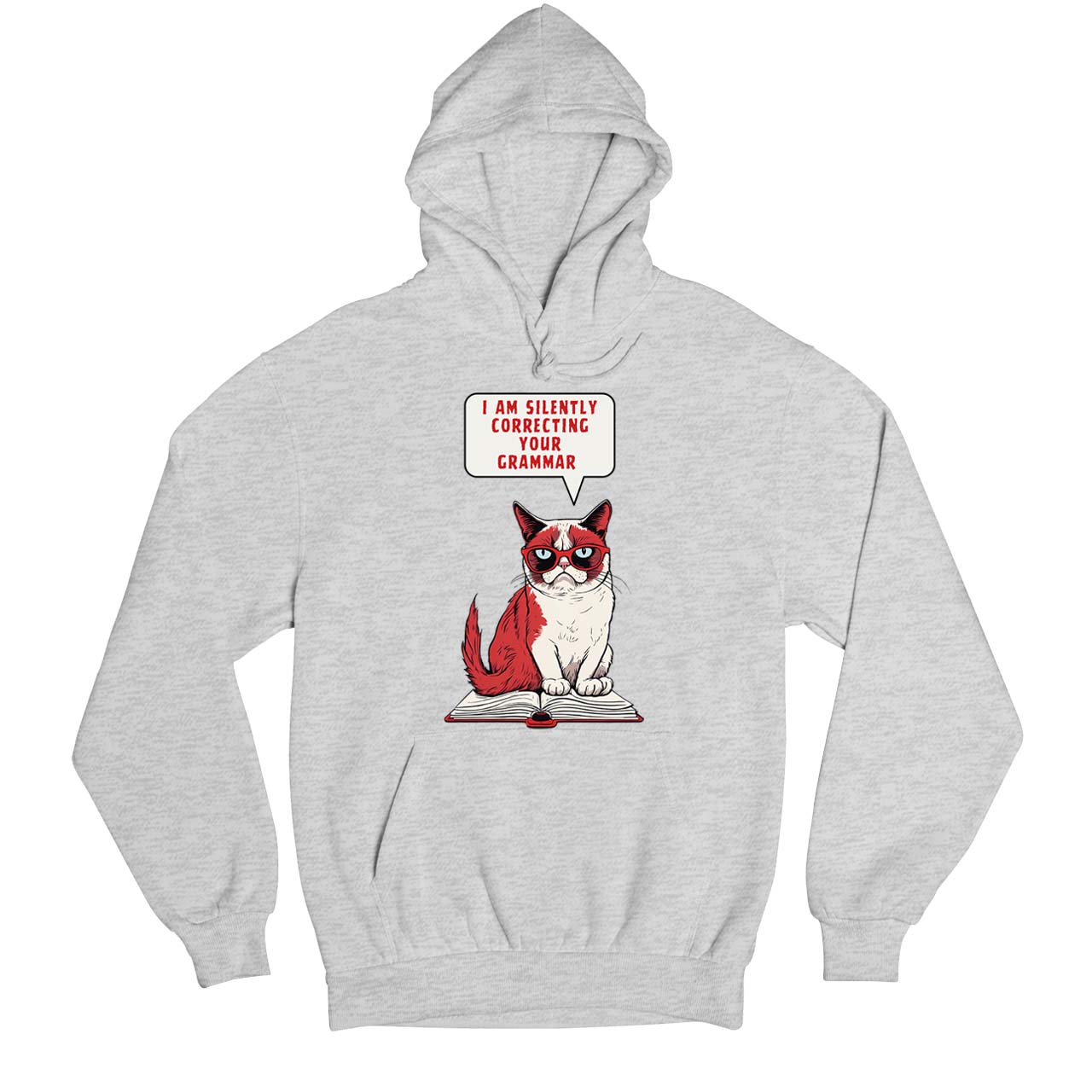 printed silently correcting your grammar hoodie hooded sweatshirt winterwear printed graphic stylish buy online india the banyan tee tbt men women girls boys unisex gray