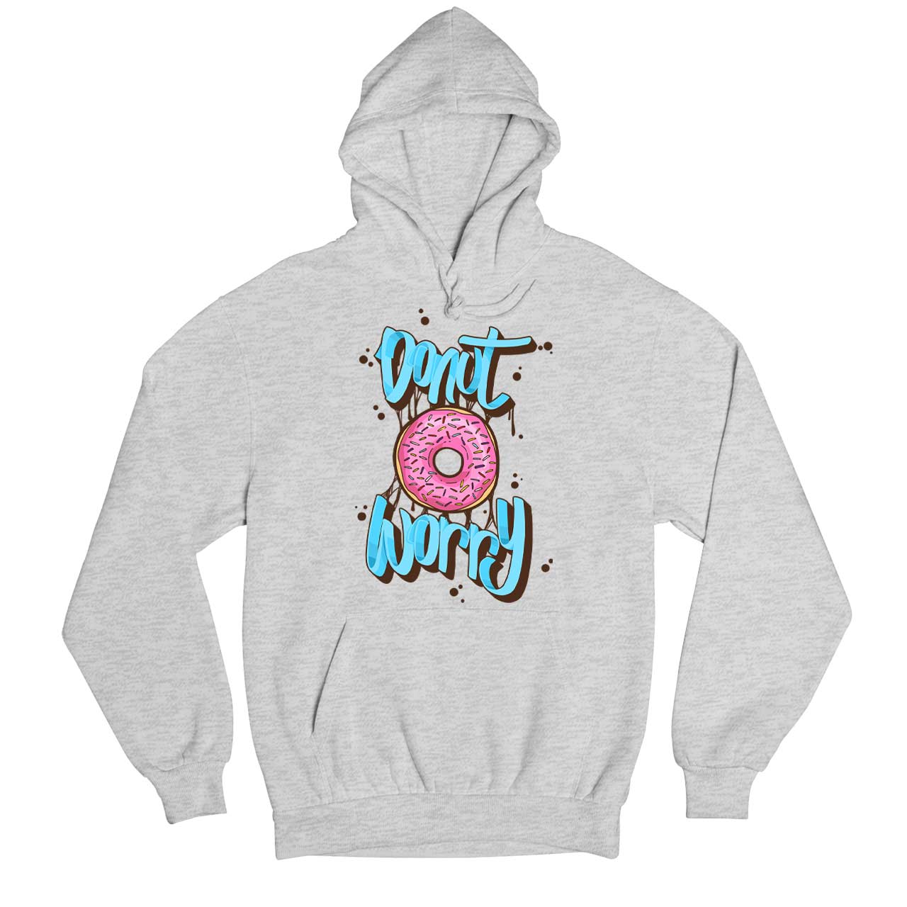printed donut worry hoodie hooded sweatshirt winterwear printed graphic stylish buy online india the banyan tee tbt men women girls boys unisex gray