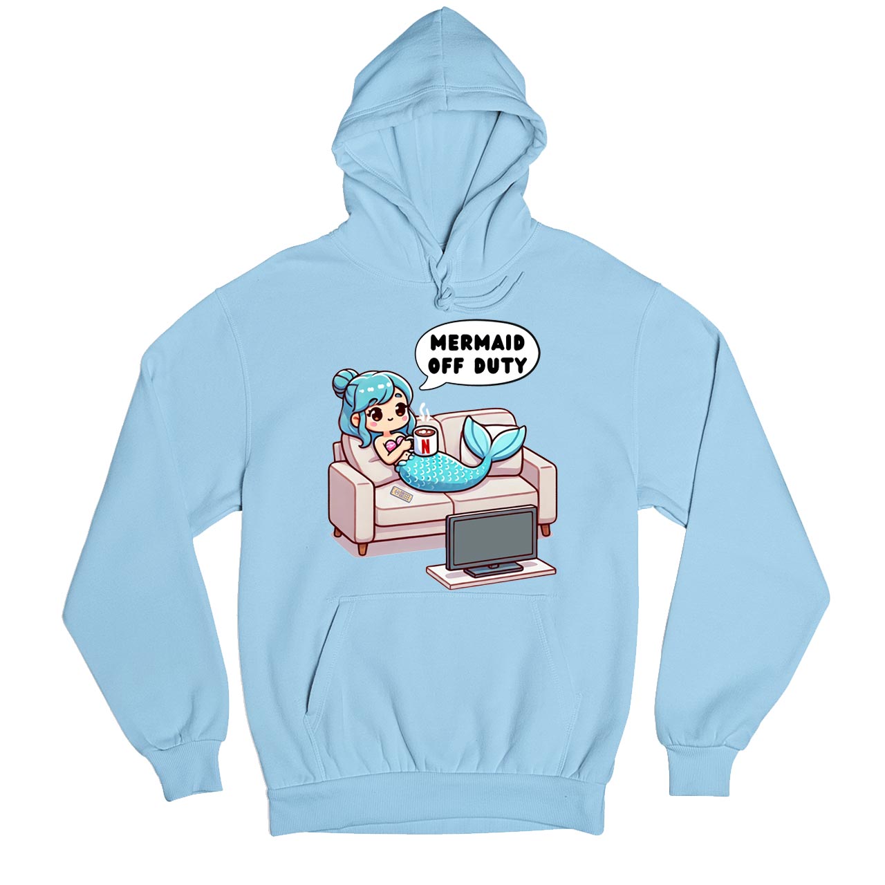 printed mermaid off duty hoodie hooded sweatshirt winterwear printed graphic stylish buy online india the banyan tee tbt men women girls boys unisex baby blue