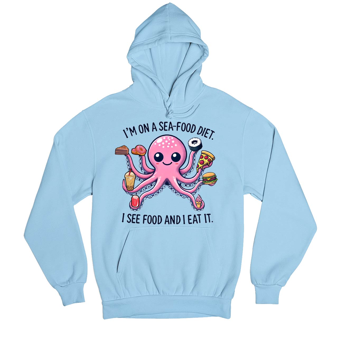 printed see food diet hoodie hooded sweatshirt winterwear printed graphic stylish buy online india the banyan tee tbt men women girls boys unisex baby blue