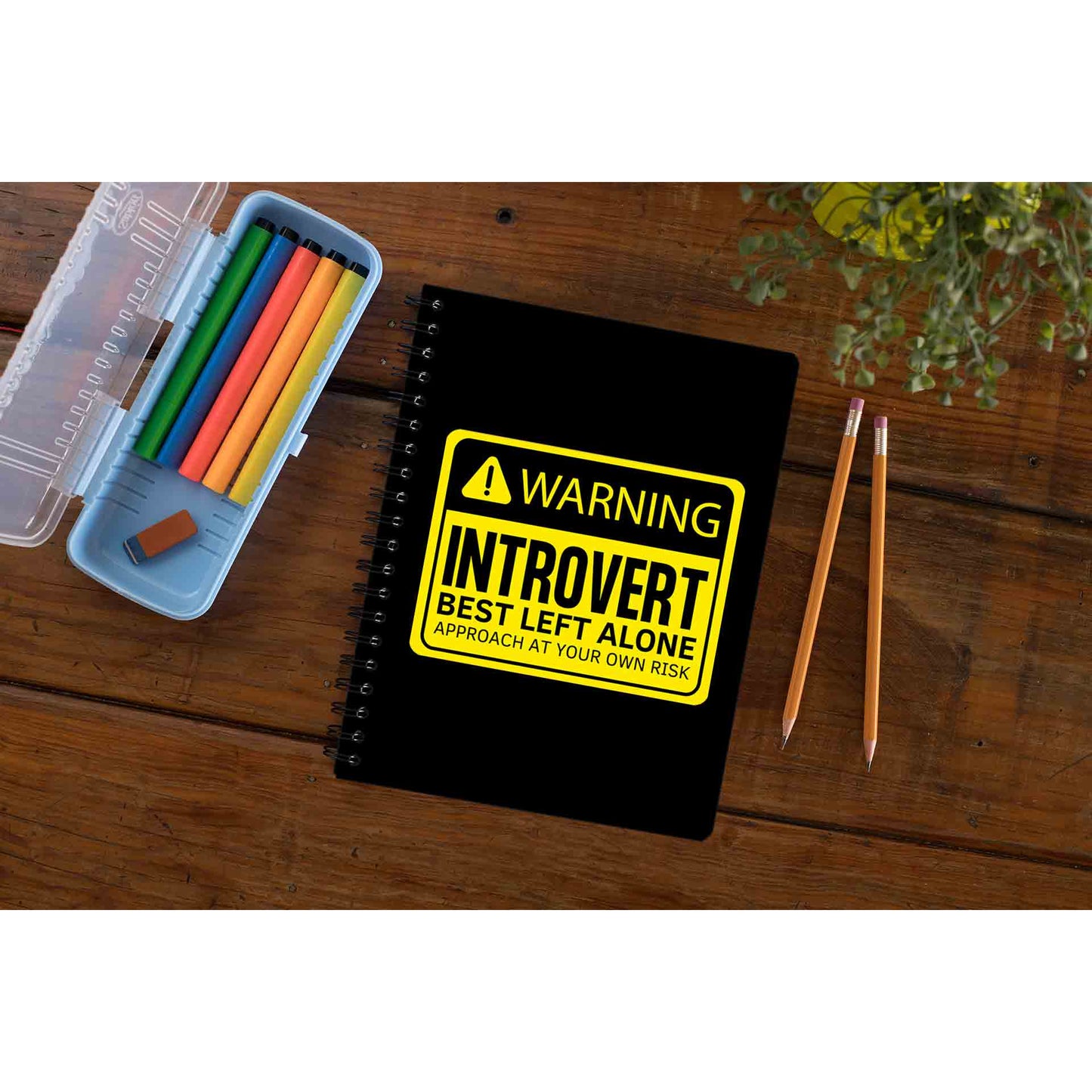 printed warning - introvert notebook notepad diary buy online india the banyan tee tbt unruled