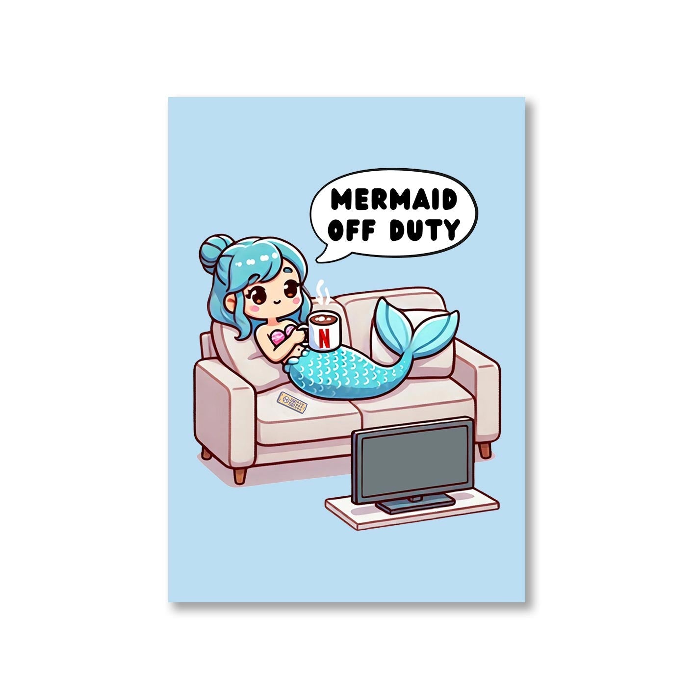 printed mermaid off duty poster wall art buy online india the banyan tee tbt a4