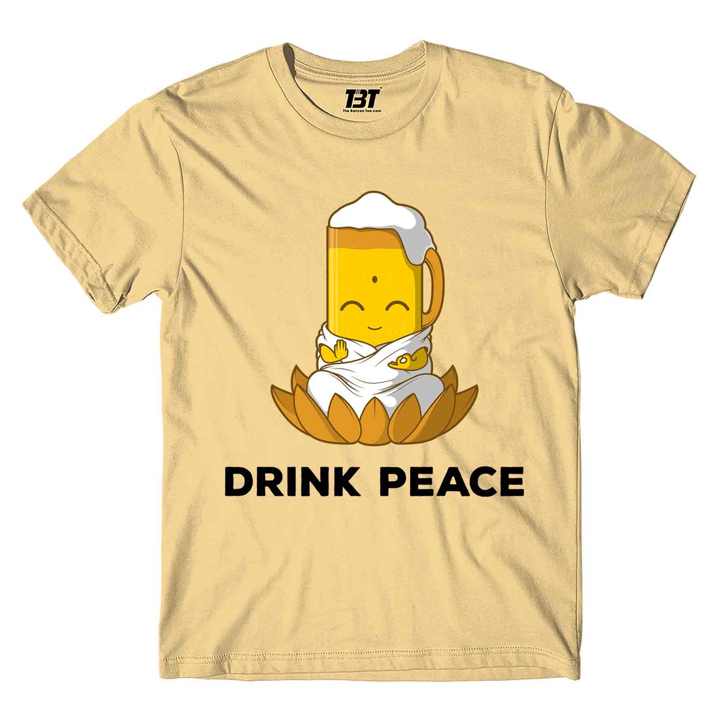 printed drink peace t-shirt printed graphic stylish buy online india the banyan tee tbt men women girls boys unisex beige